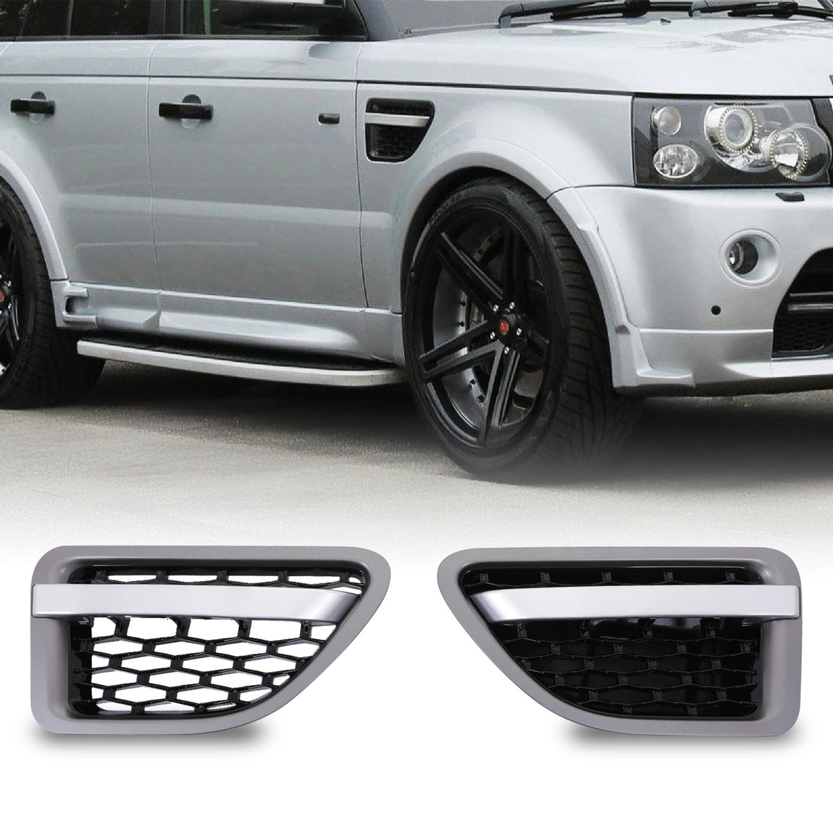 Grey & Black Side Air Vents for Range Rover Sport L320 05-09