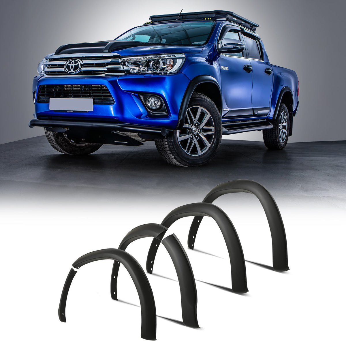 Matte Black Wheel Arches Set for Toyota Hilux MK8 Revo 15-20