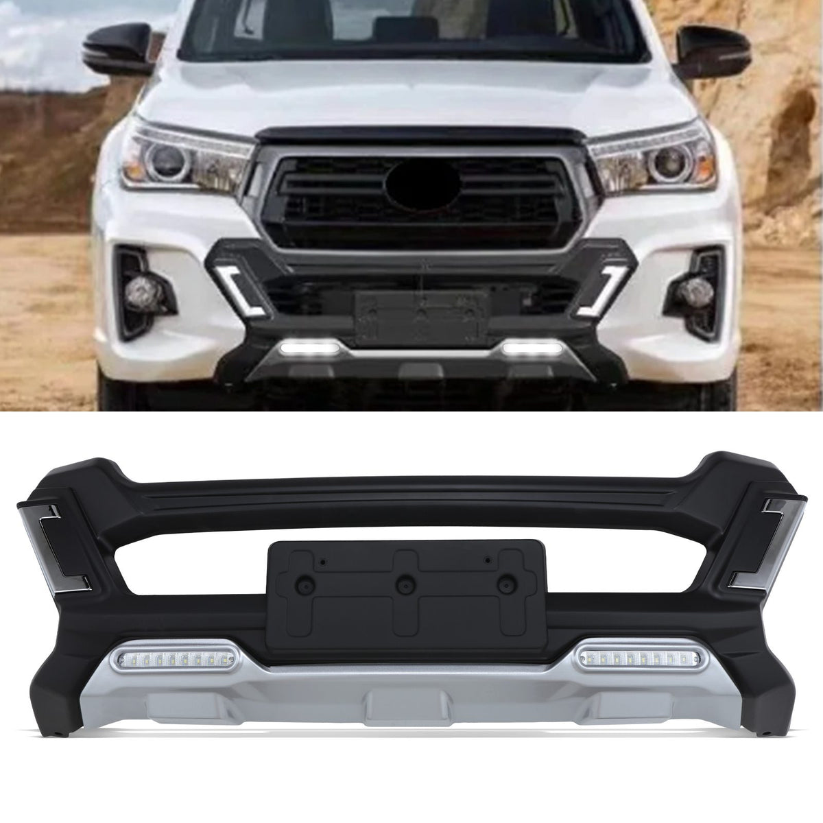 Gloss Black LED Front Bumper A Bar for Toyota Hilux Invincible X MK8 18-21