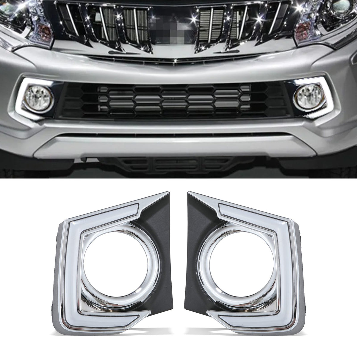 LED DRL & Fog Light Surround for Mitsubishi L200 Triton Series 5 15-19