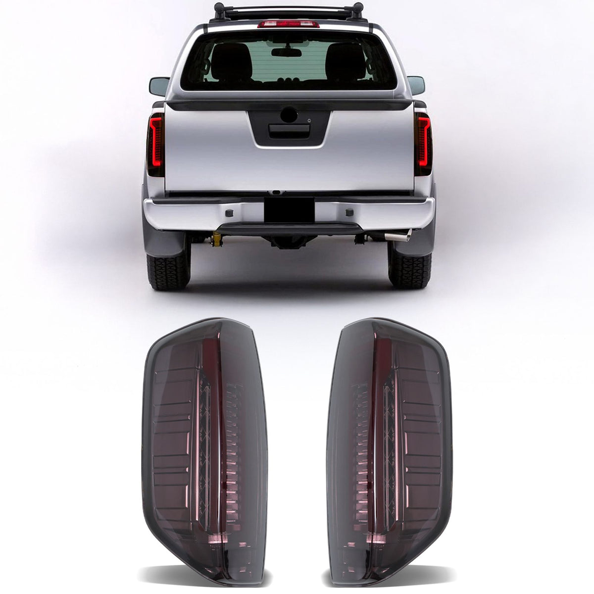 Rear LED Black Tinted Tail Lights for Nissan Navara D40 2004-2014