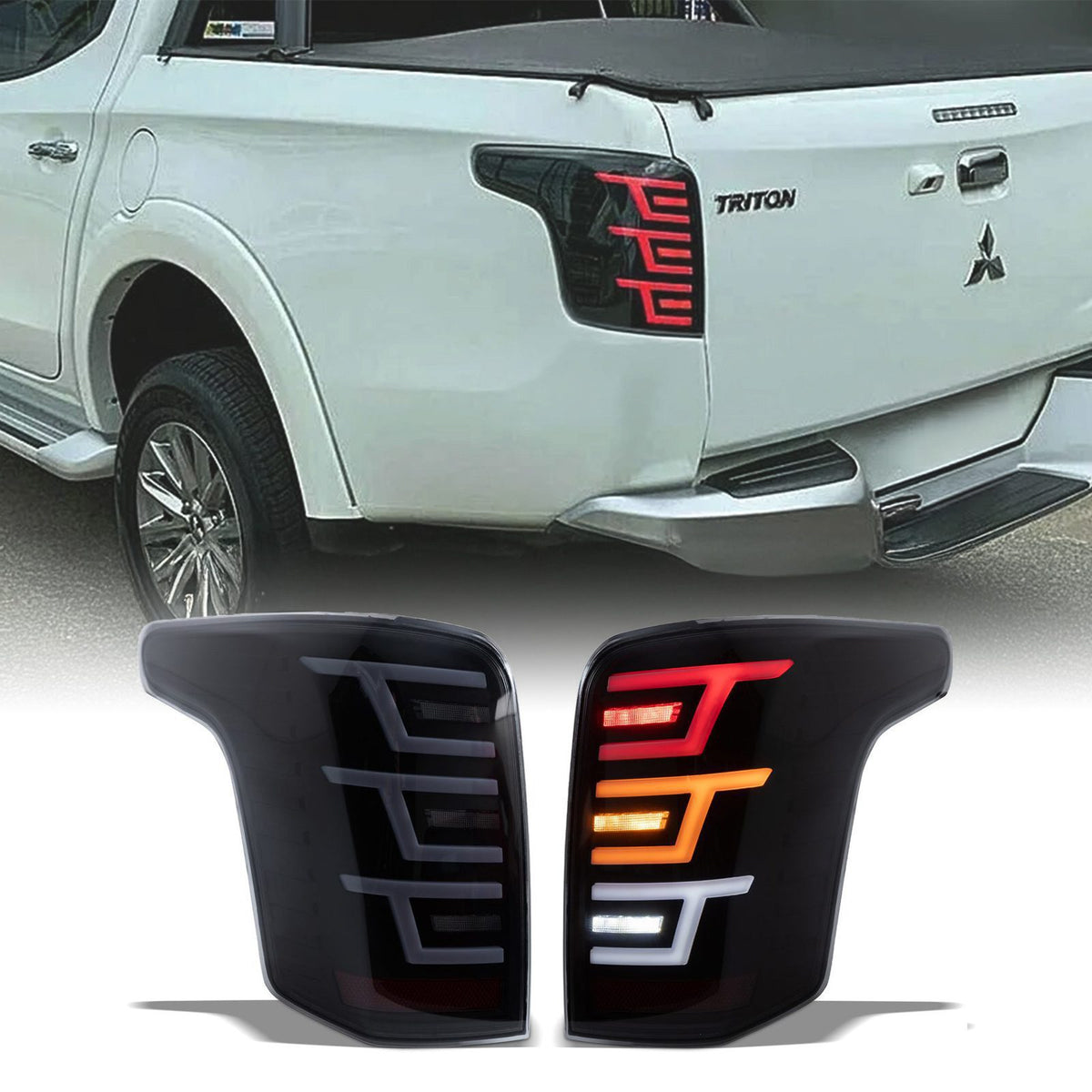 Smoked Rear Tail Lights for Mitsubishi L200 Triton 2015-2019