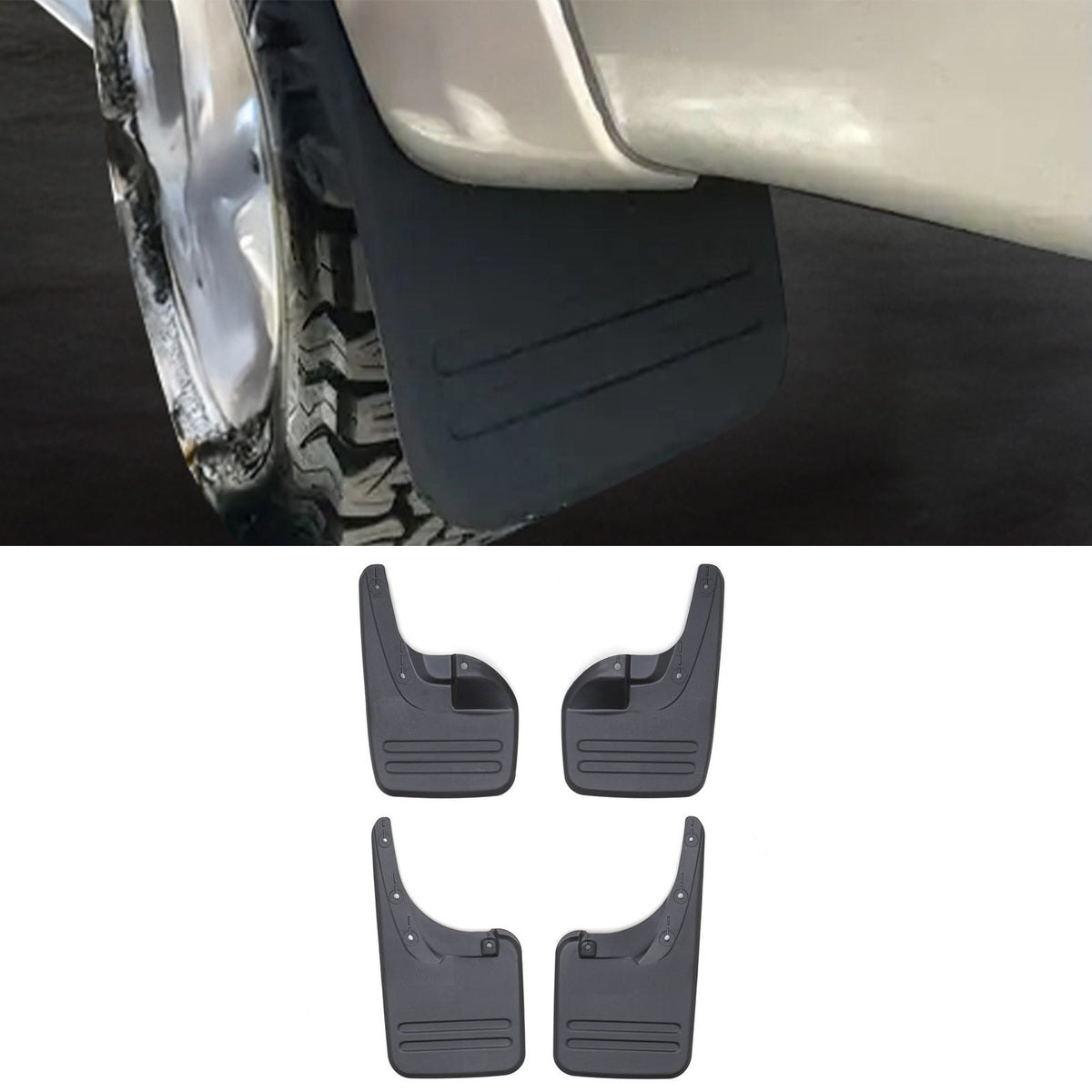 Black Mud Guard Flaps for Toyota Hilux Vigo MK7 RWD 05-15