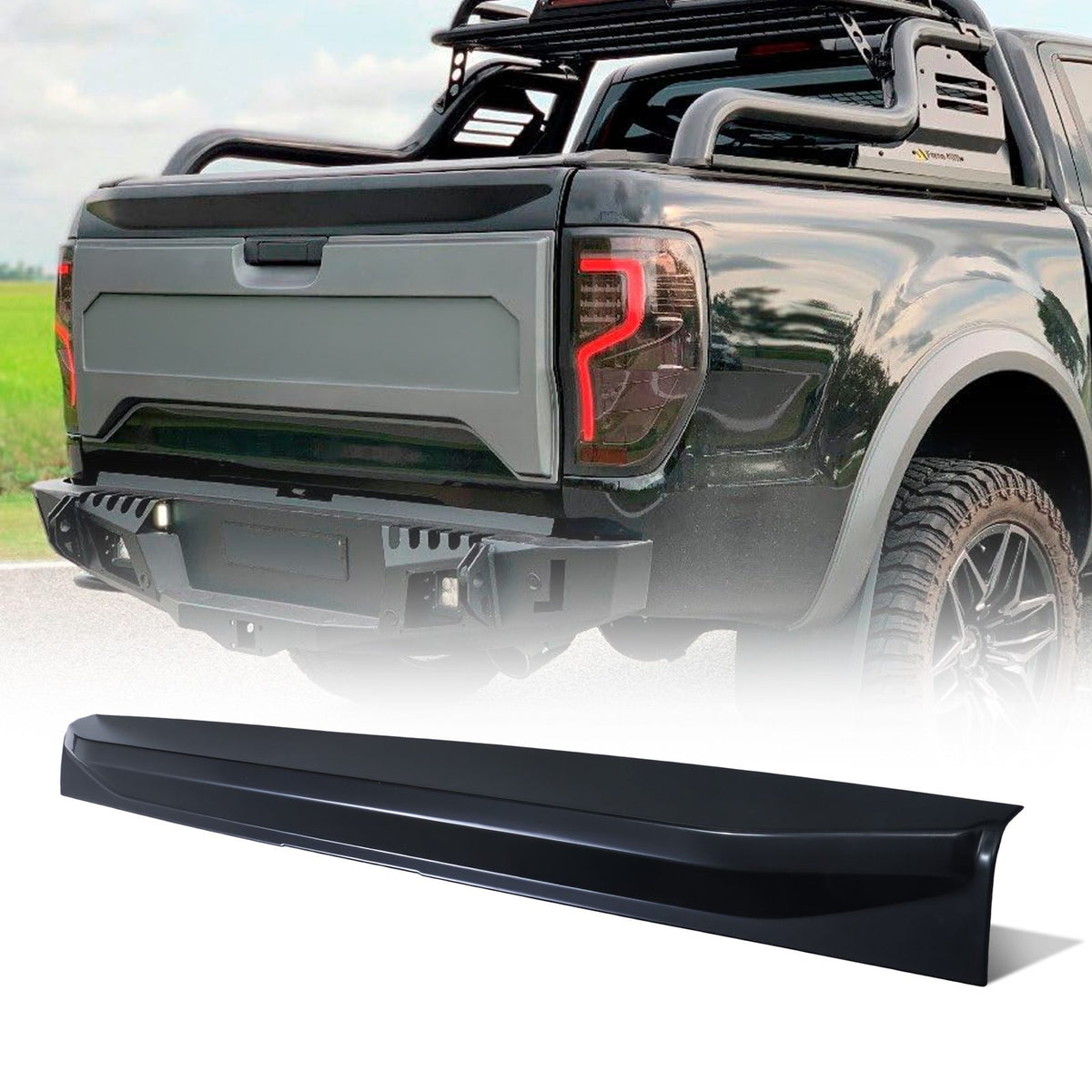 Gloss Black Rear Tailgate Spoiler for Ford Ranger T6 T7 T8 12-22