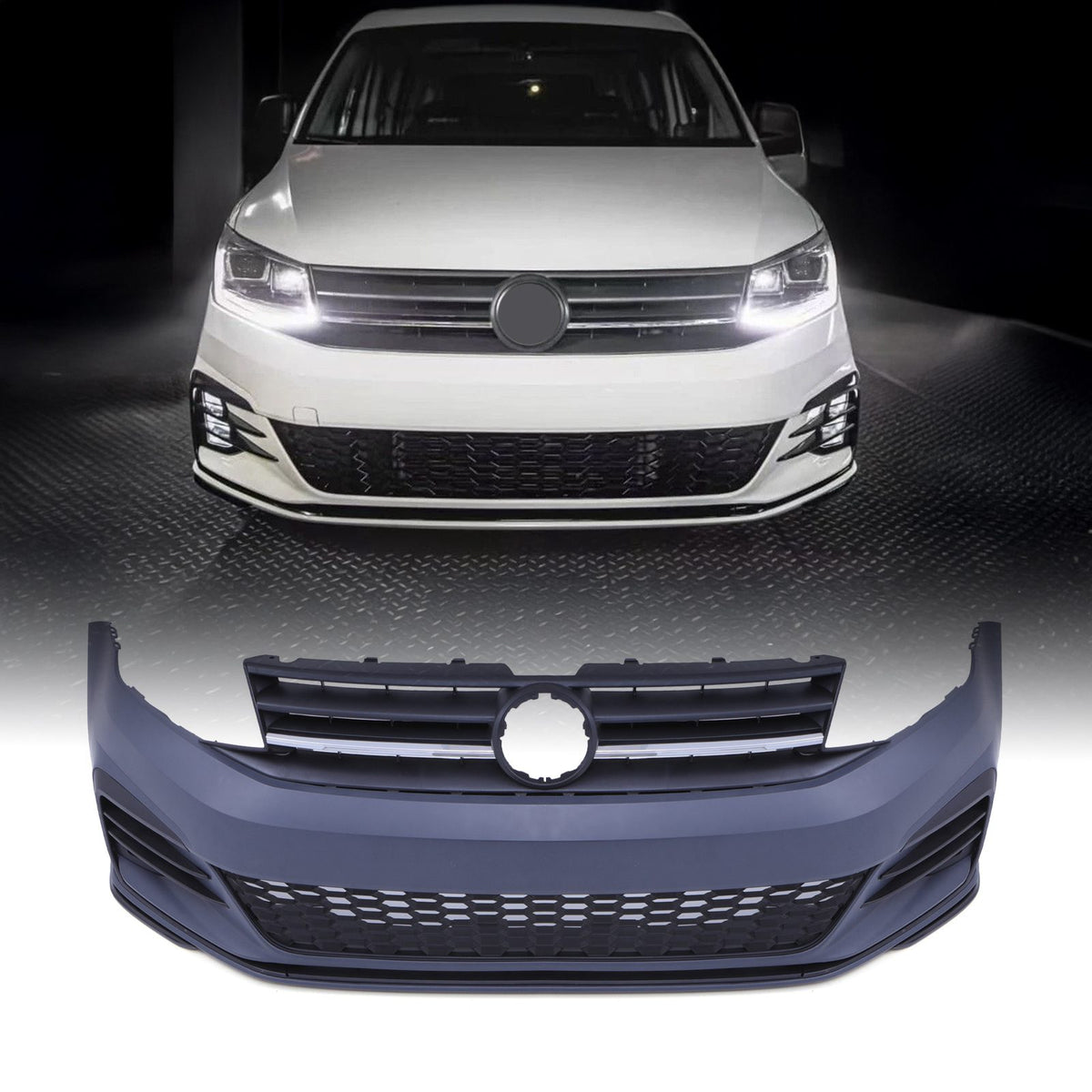 Primer Front Bumper Golf GTI Style for Volkswagen Caddy MK4 15-20