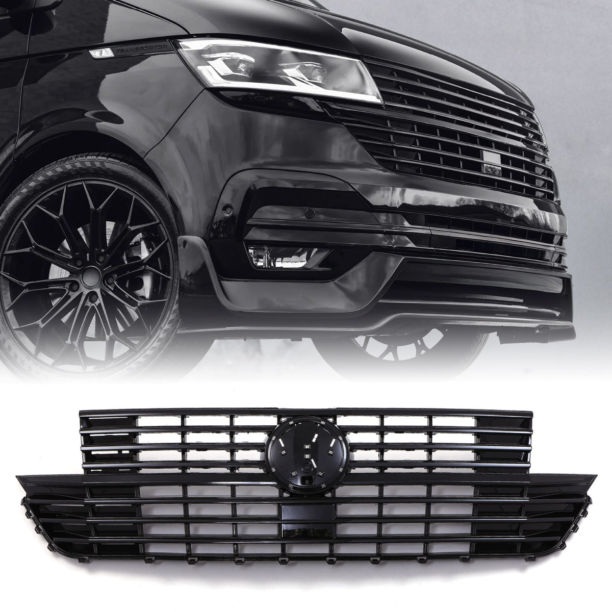 Gloss Black Badged Grille for Volkswagen Transporter T6.1 2019+