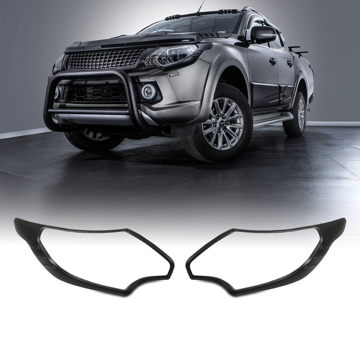 Black Headlight Cover Trim for Mitsubishi L200 Triton 2015-2018