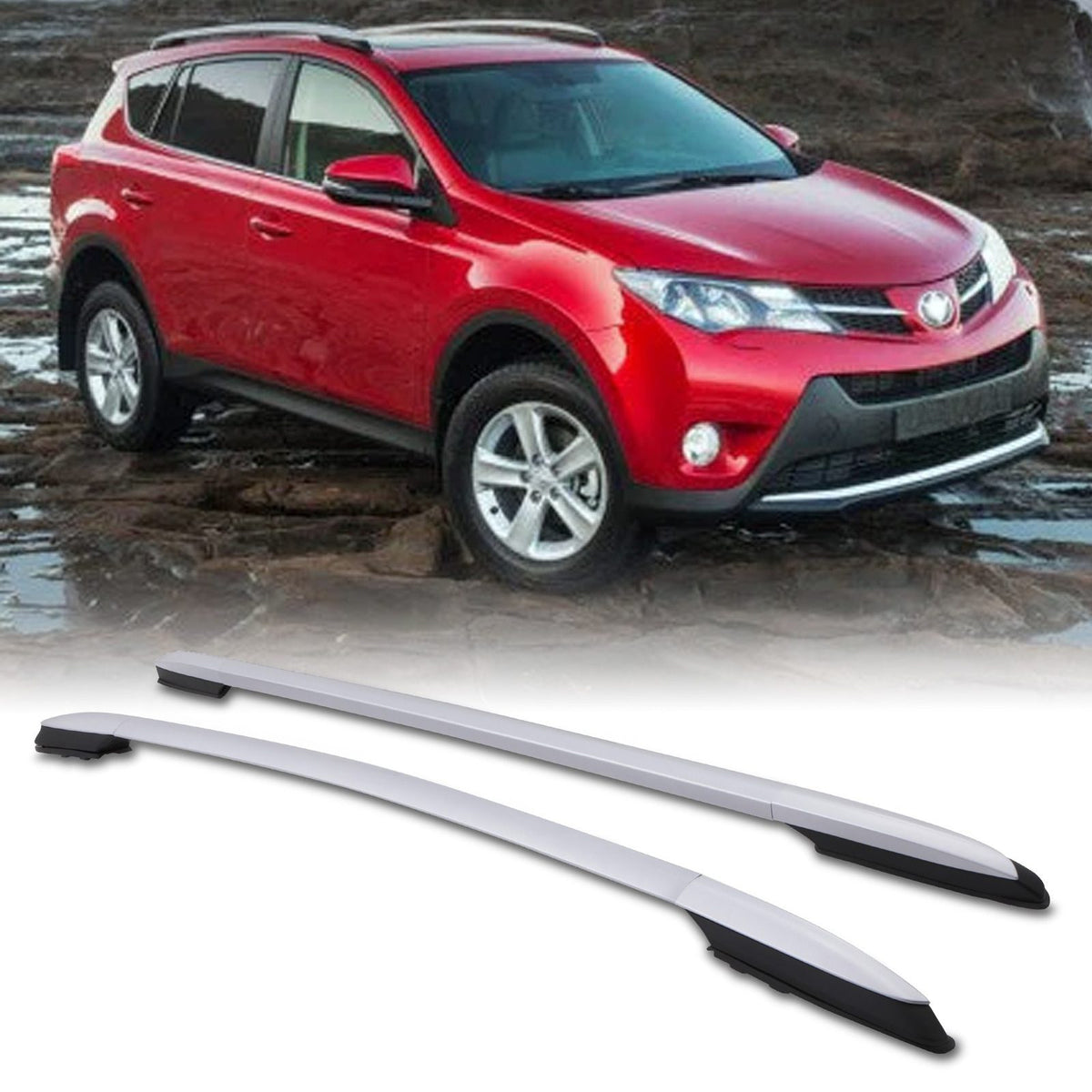 Extended Silver Roof Rails for Toyota RAV4 MK4 XA40 13-15