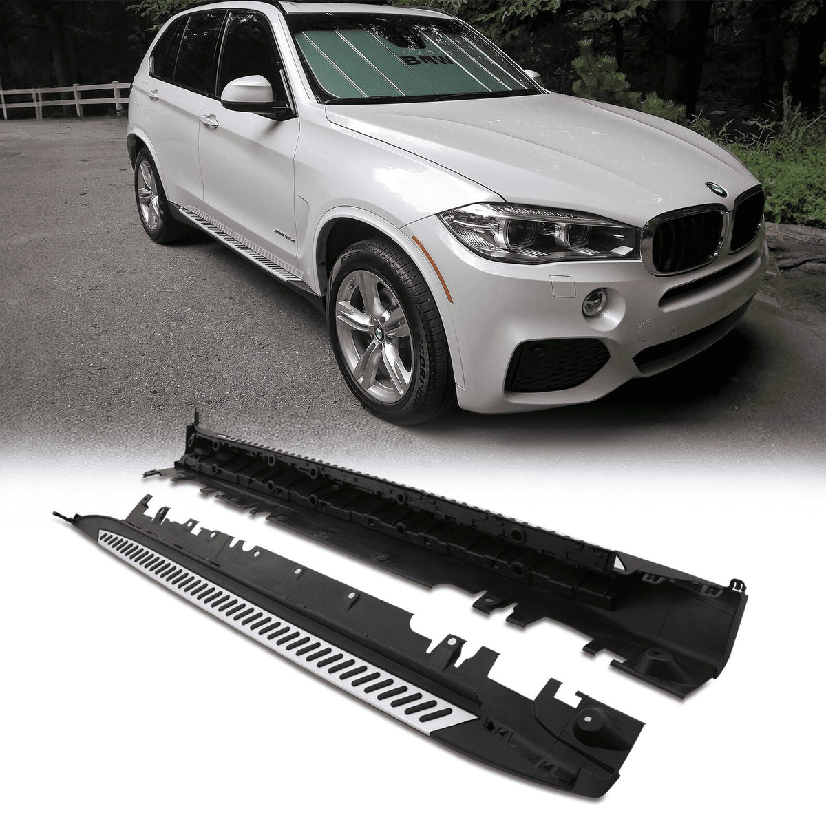 Black & Silver Side Steps for BMW X5 F15 2014-2018
