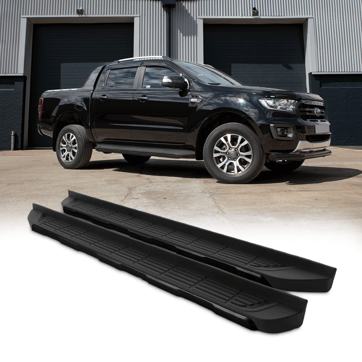 Black Running Boards Side Steps for Ford Ranger T7 15-17