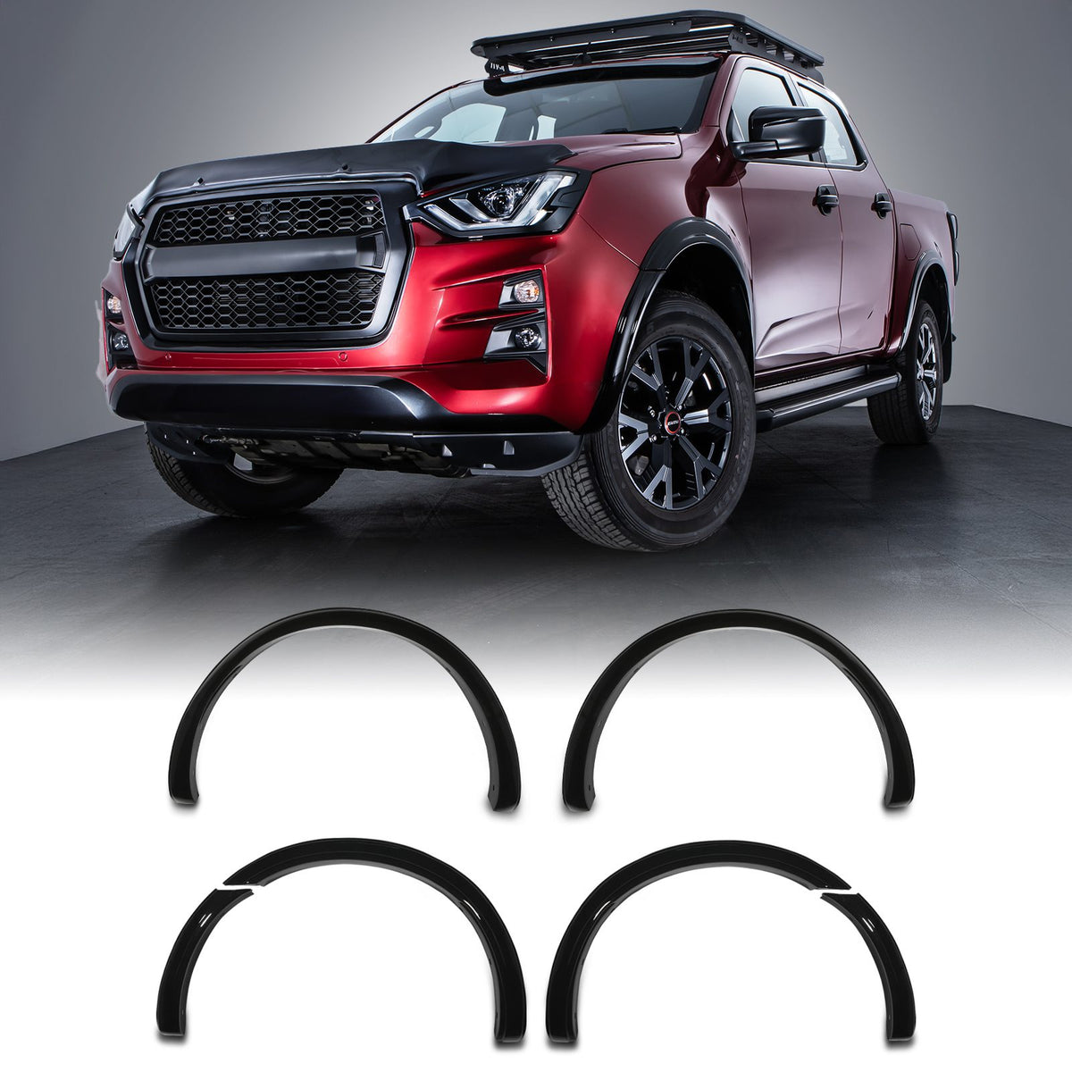 45mm OEM Style Gloss Black Wheel Arches for Isuzu D-Max RG 2021+