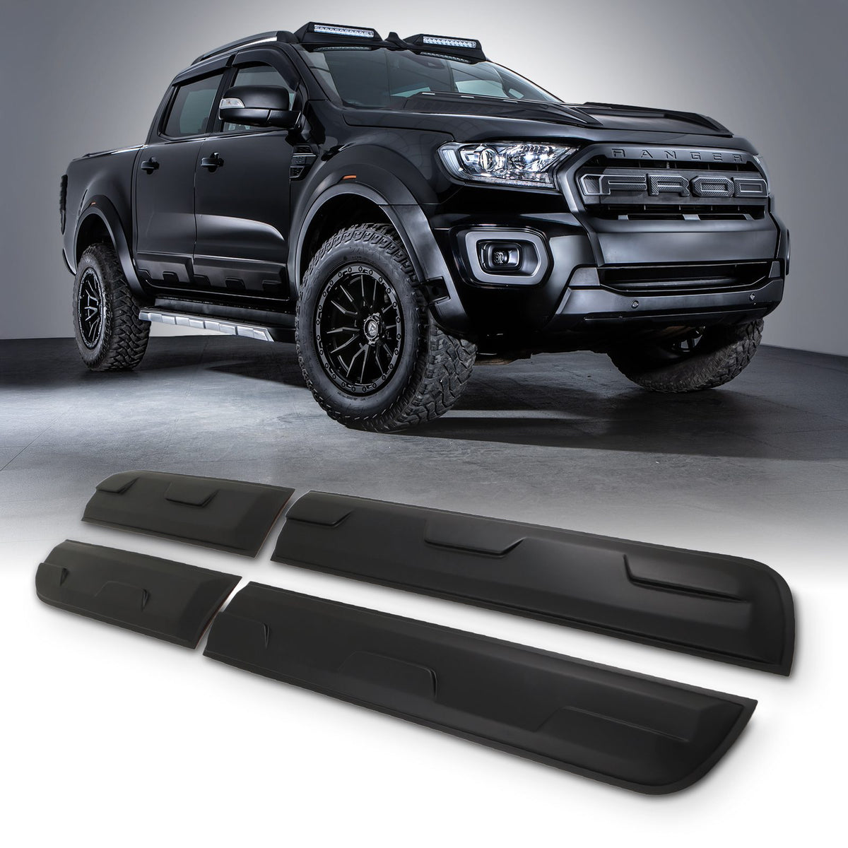Matte Black Body Cladding Door Kit for Ford Ranger T6 T7 T8 12-21