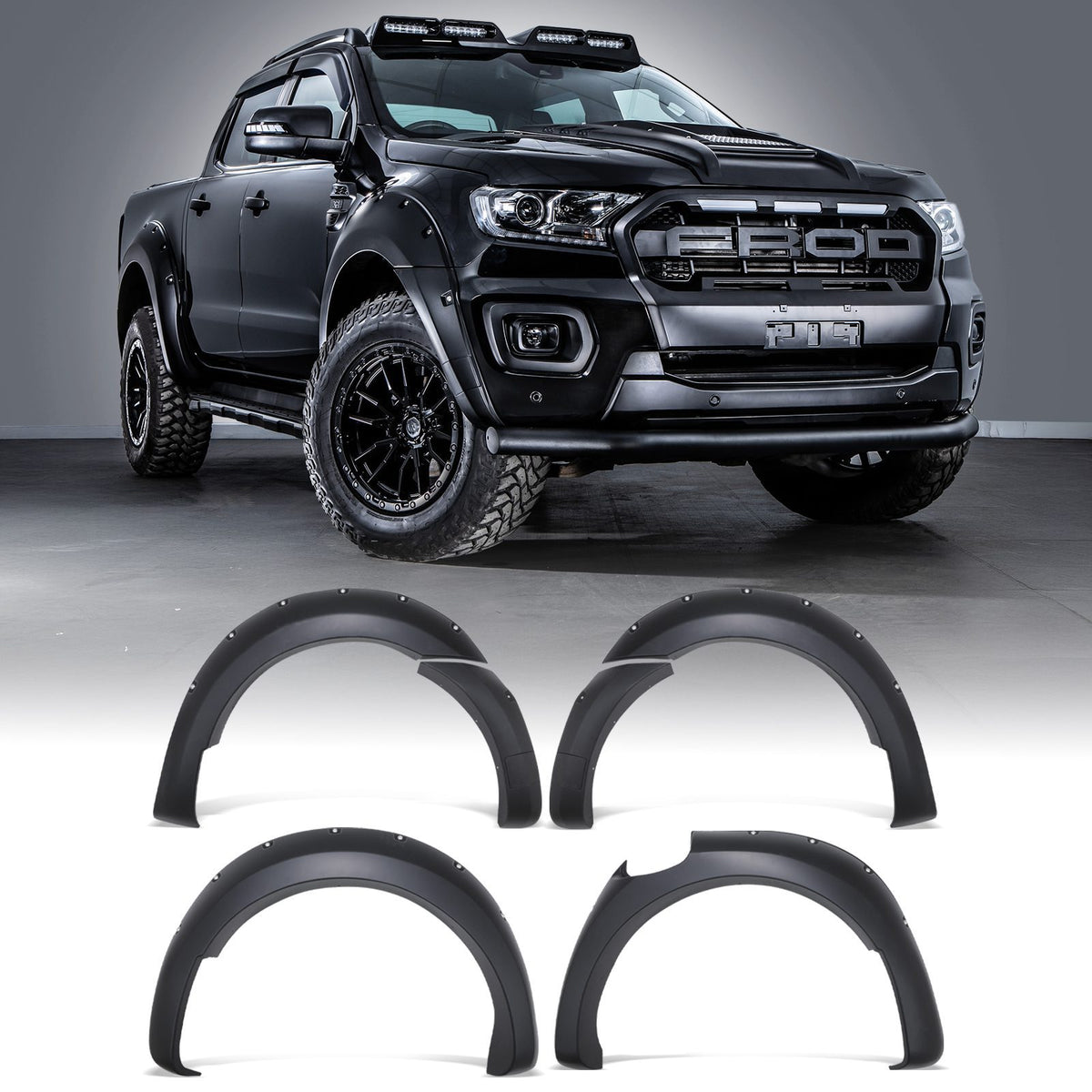 Matte Black Wide Wheel Arch Kit for Ford Ranger T8 19-22