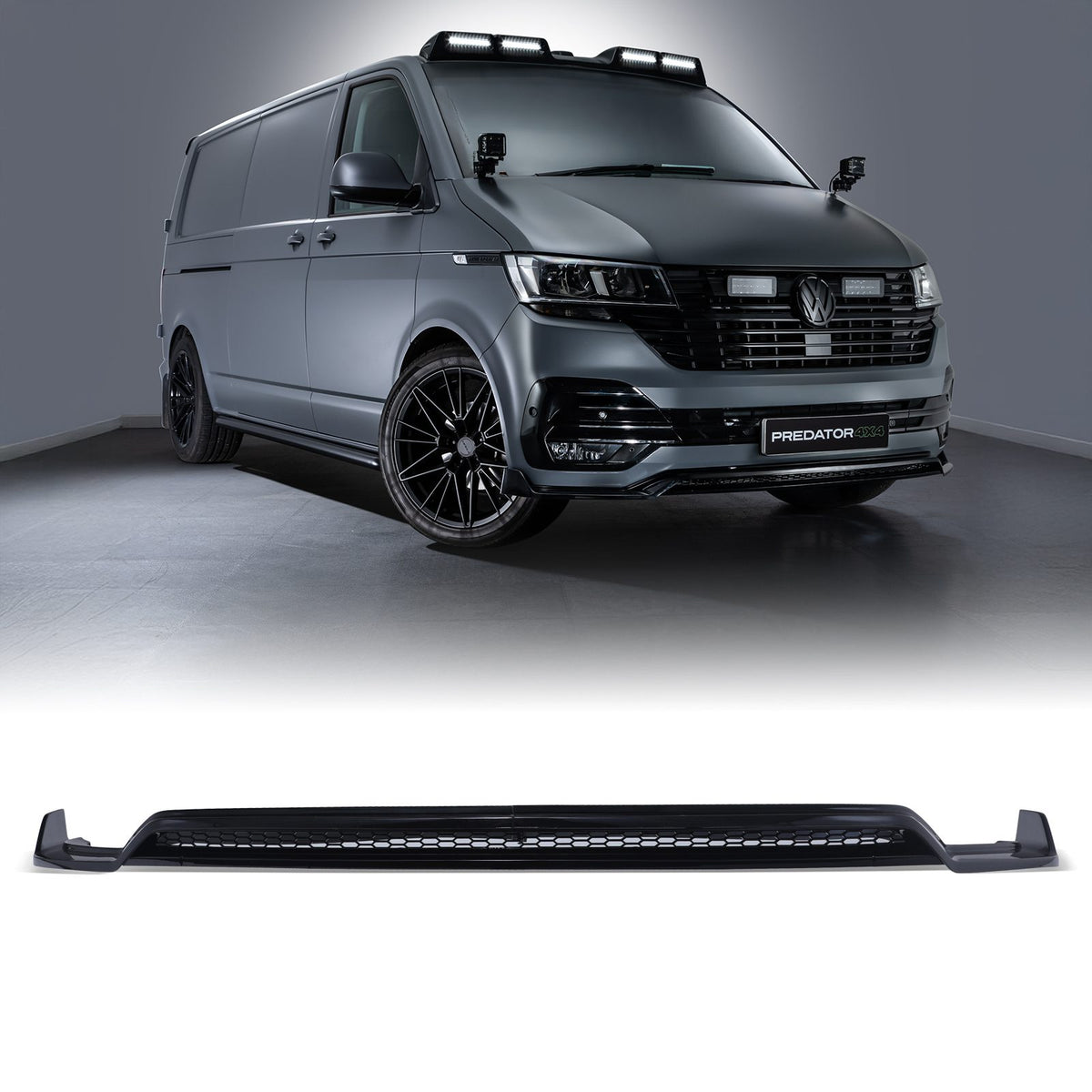Gloss Black Front Lip Splitter for VW Transporter T6.1 2019+
