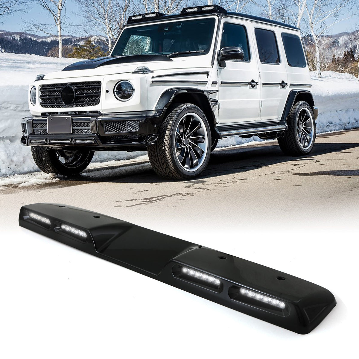 Gloss Black Quad Roof Lights White LEDs for Mercedes G Wagon W464 2018+