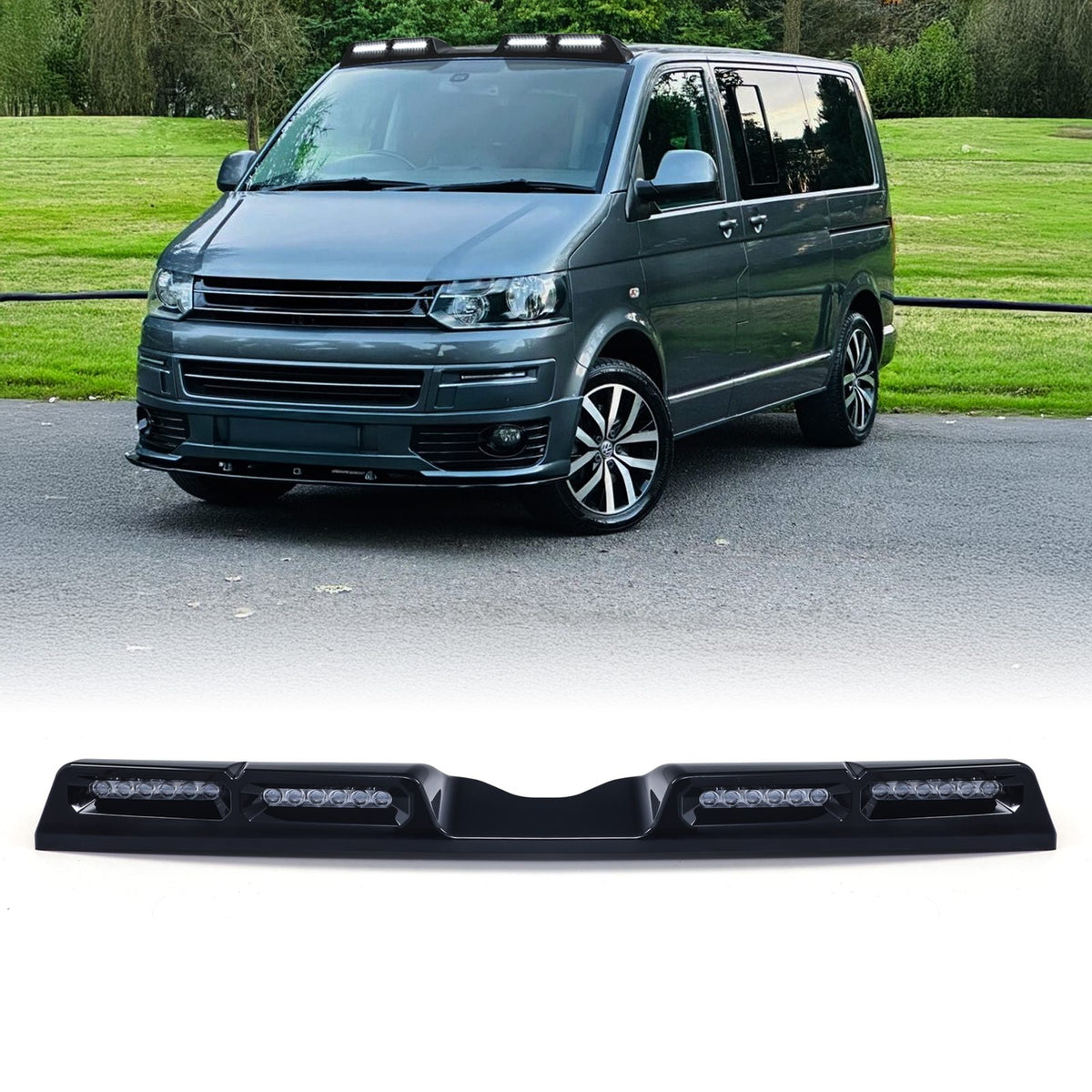 Gloss Black Quad Roof Mounted LED Light for VW Transporter T5 T5.1 2003-2015