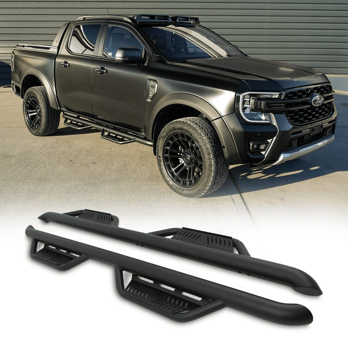 Black Rock Slider Side Steps for Ford Ranger T9 2023+
