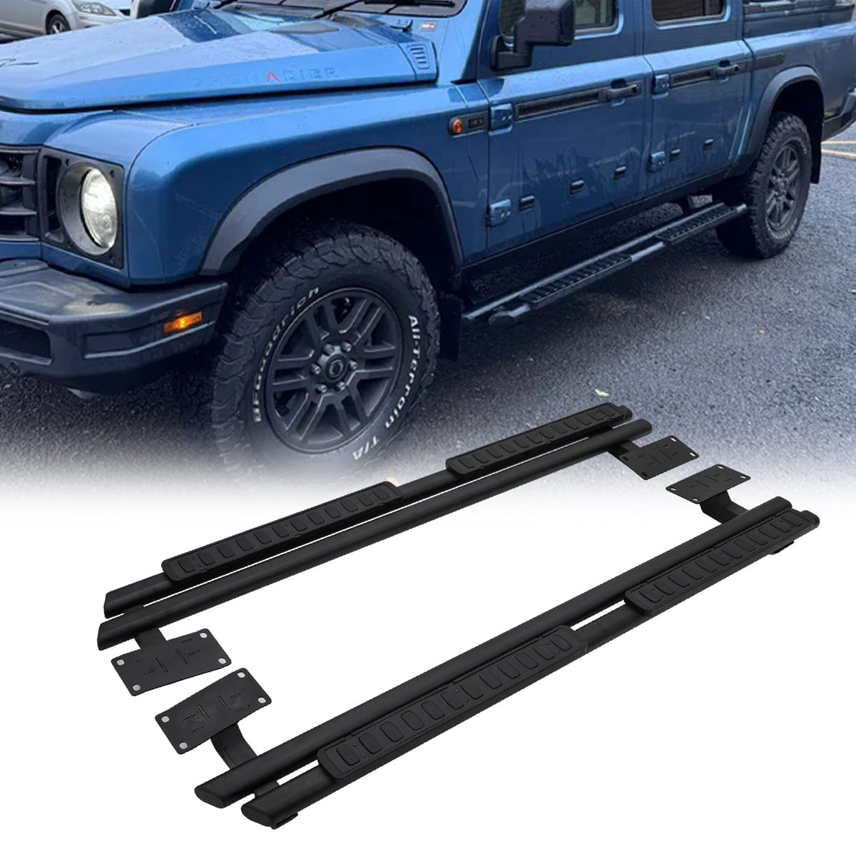 Black Tubular Rock Slider Style Side Steps for Ineos Grenadier MK1 2023+