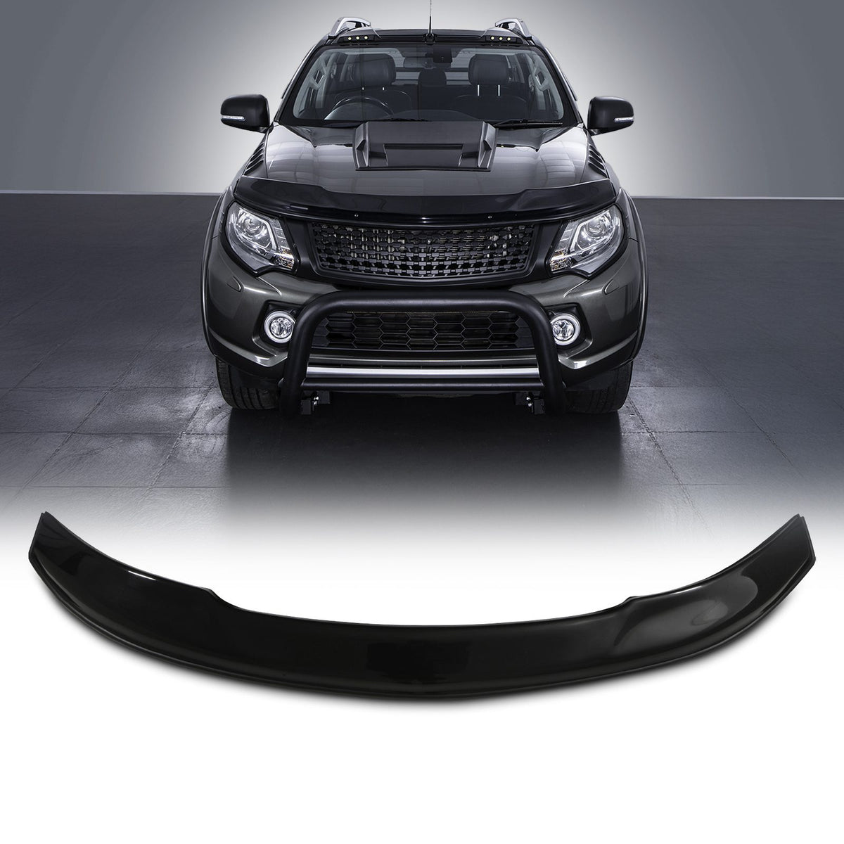 Black Bonnet Guard Protector for Mitsubishi L200 Triton 15-18