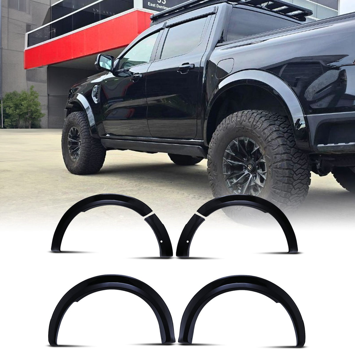 Gloss Black 6 Piece Wheel Arches for Ford Ranger T9 Wildtrak 22+