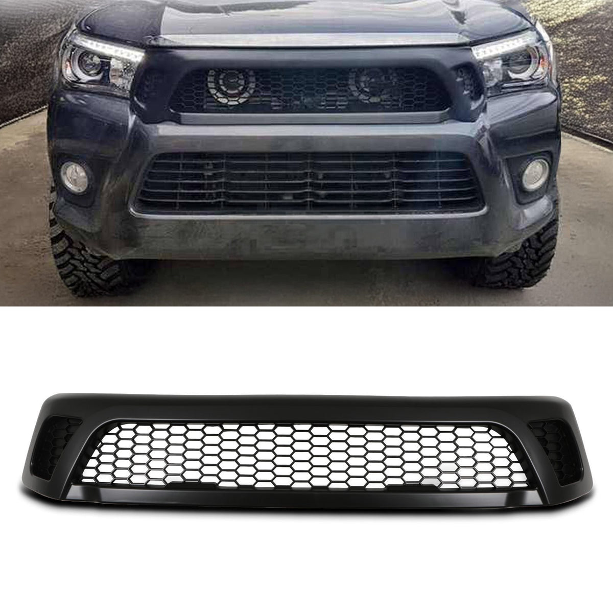Badgeless Black Grille for Toyota Hilux Revo 15-20
