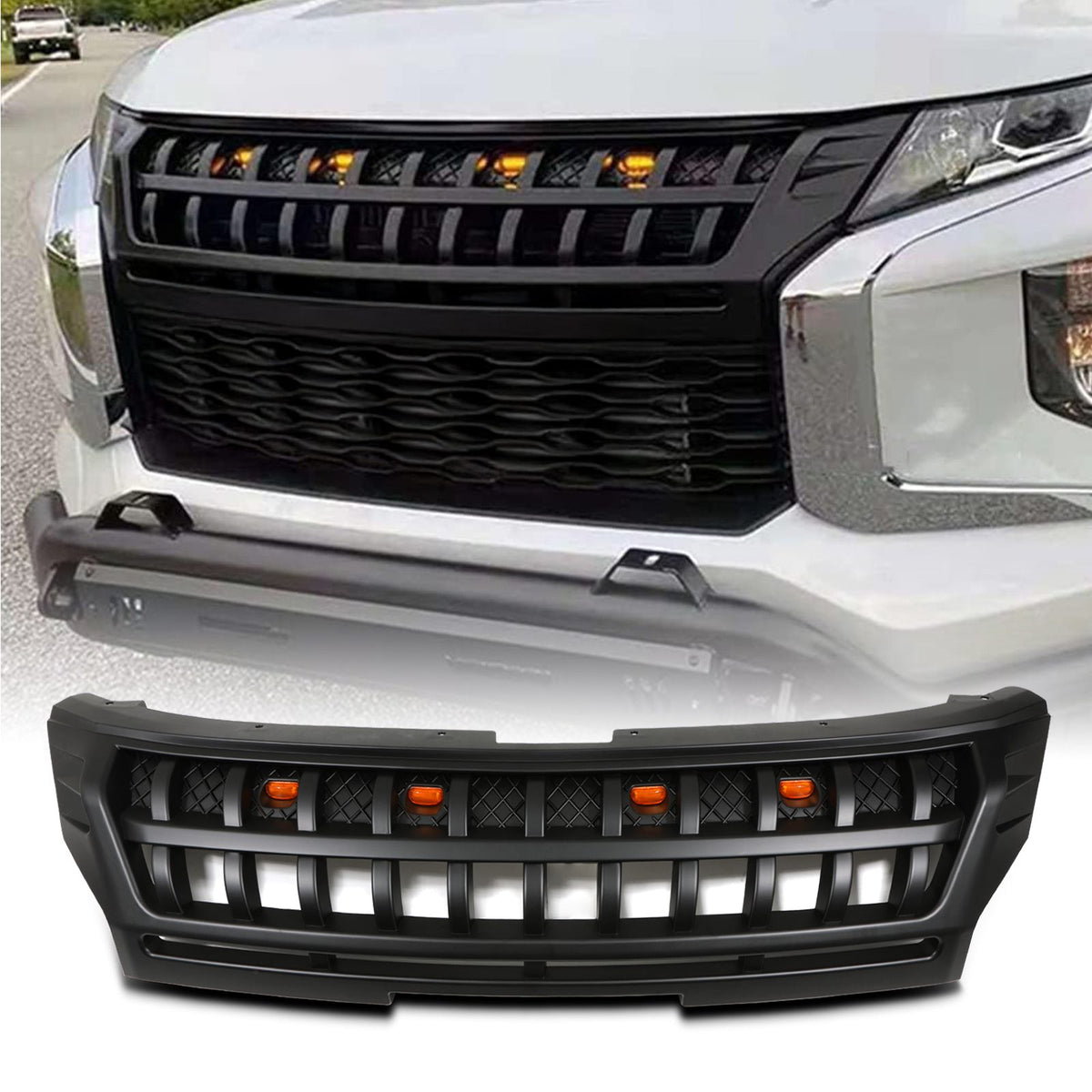Black Grille With LED Lights for Mitsubishi L200 Triton 19-23