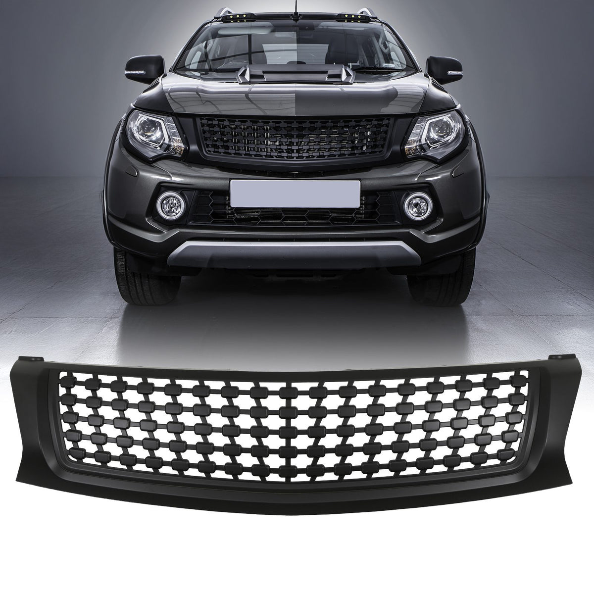 Badgeless Black Grille for Mitsubishi L200 Triton Series 5 15-18