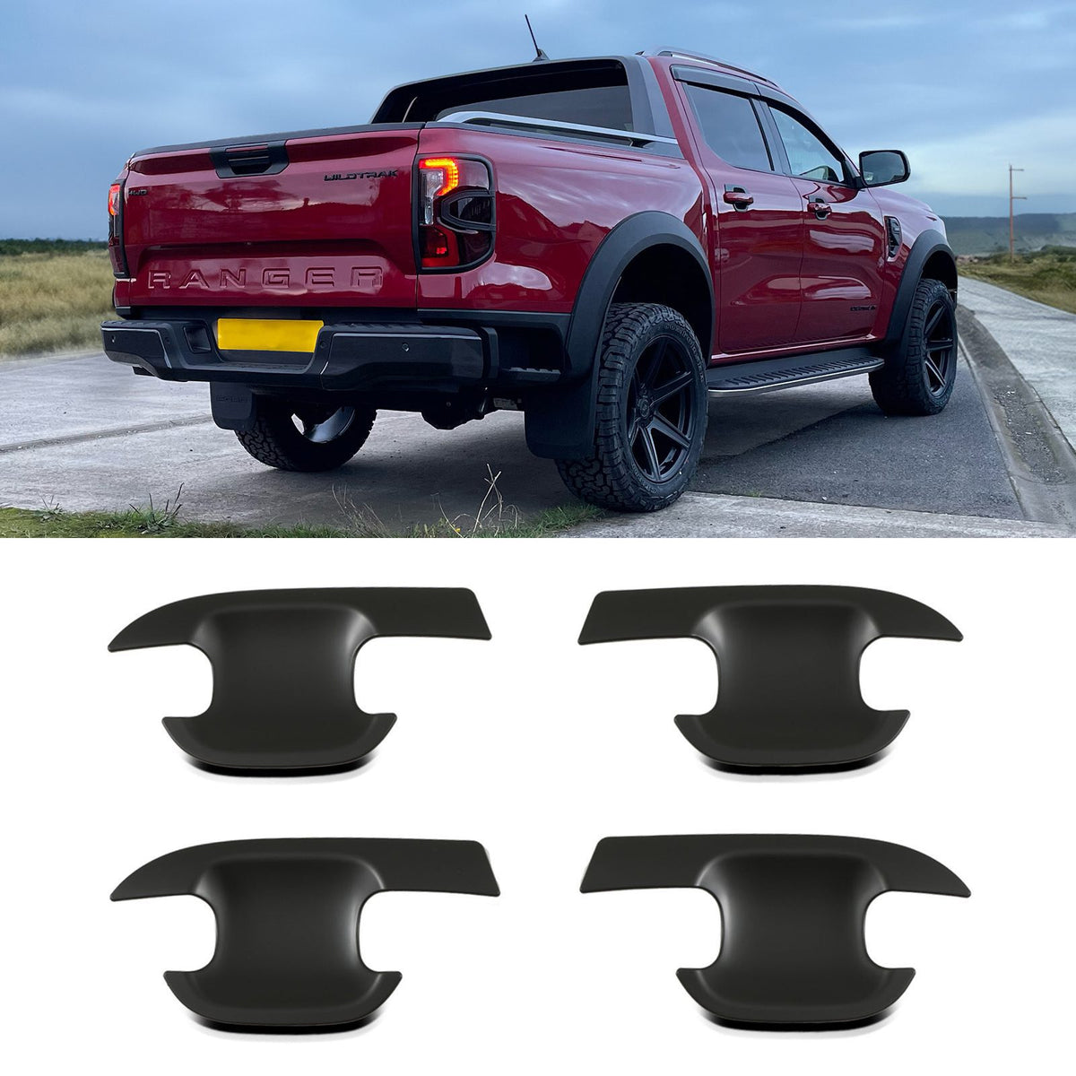 Matte Black Inner Door Handle Trims for Ford Ranger T9 2023+