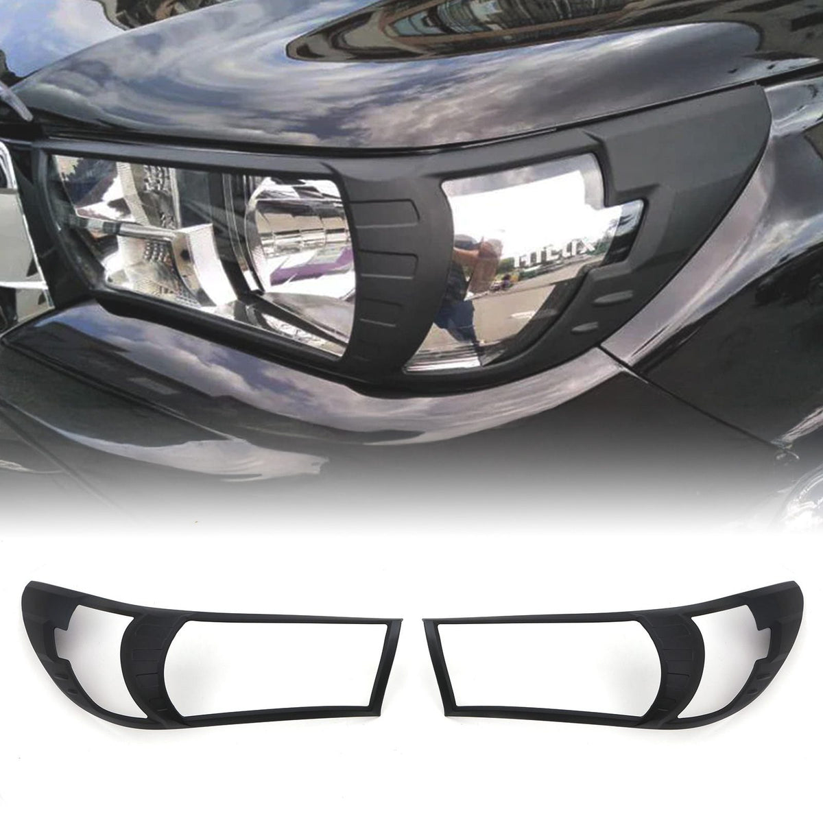 Headlight Cover Trim Black for Toyota Hilux Revo 2015-2017