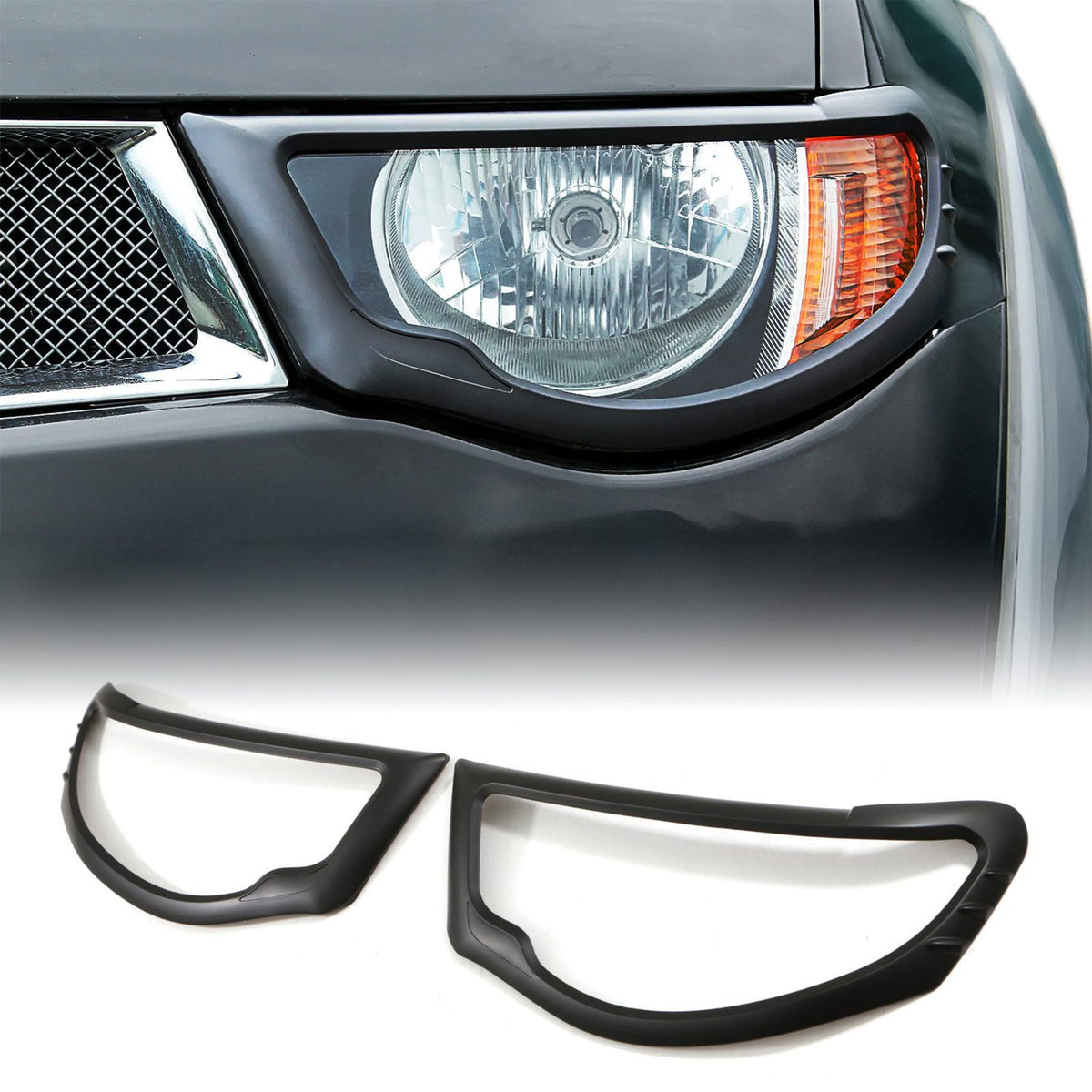 Black Headlight Cover Trim for Mitsubishi L200 Triton 2006-2010