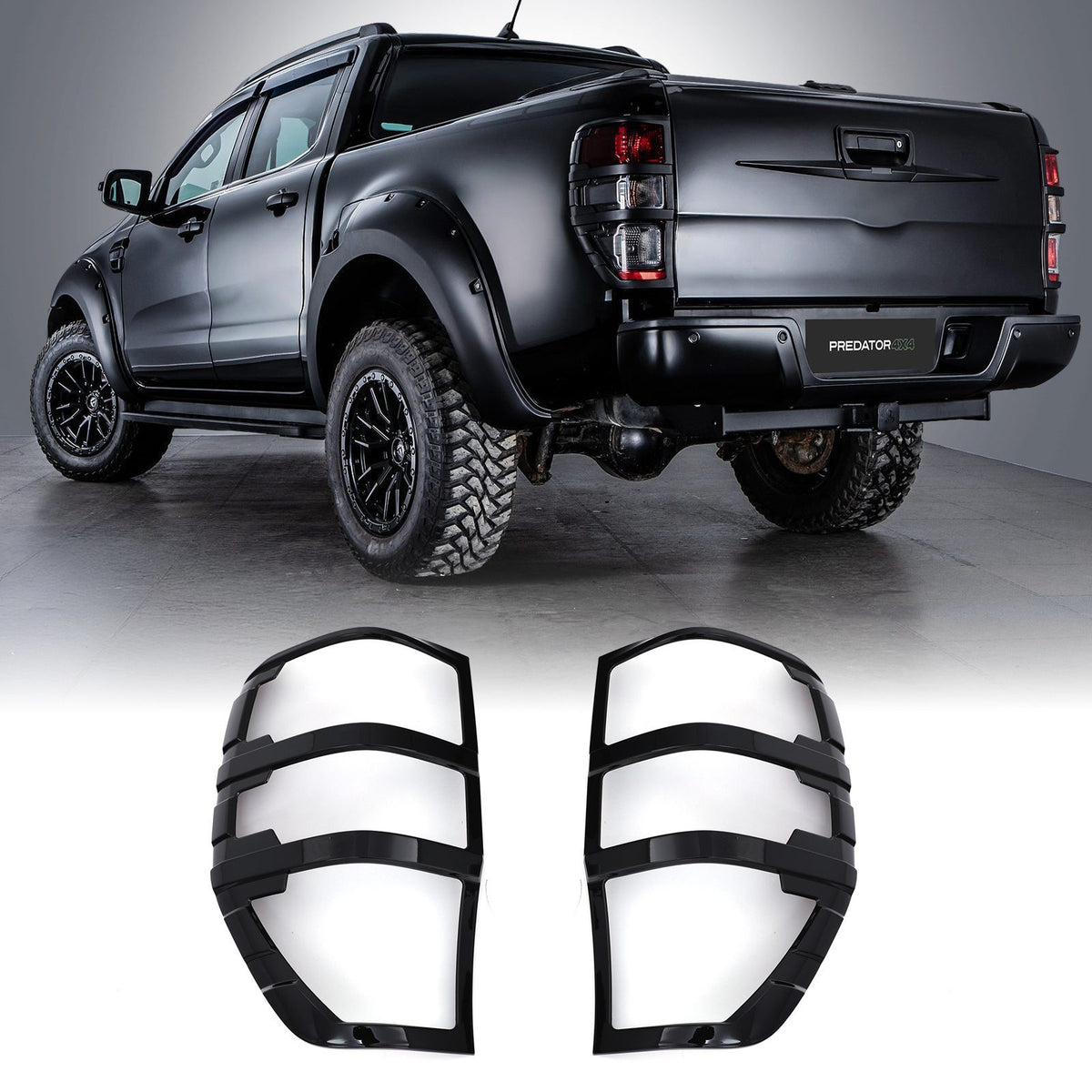 Gloss Black Tail Light Trims for Ford Ranger T6 T7 T8 2012-2020