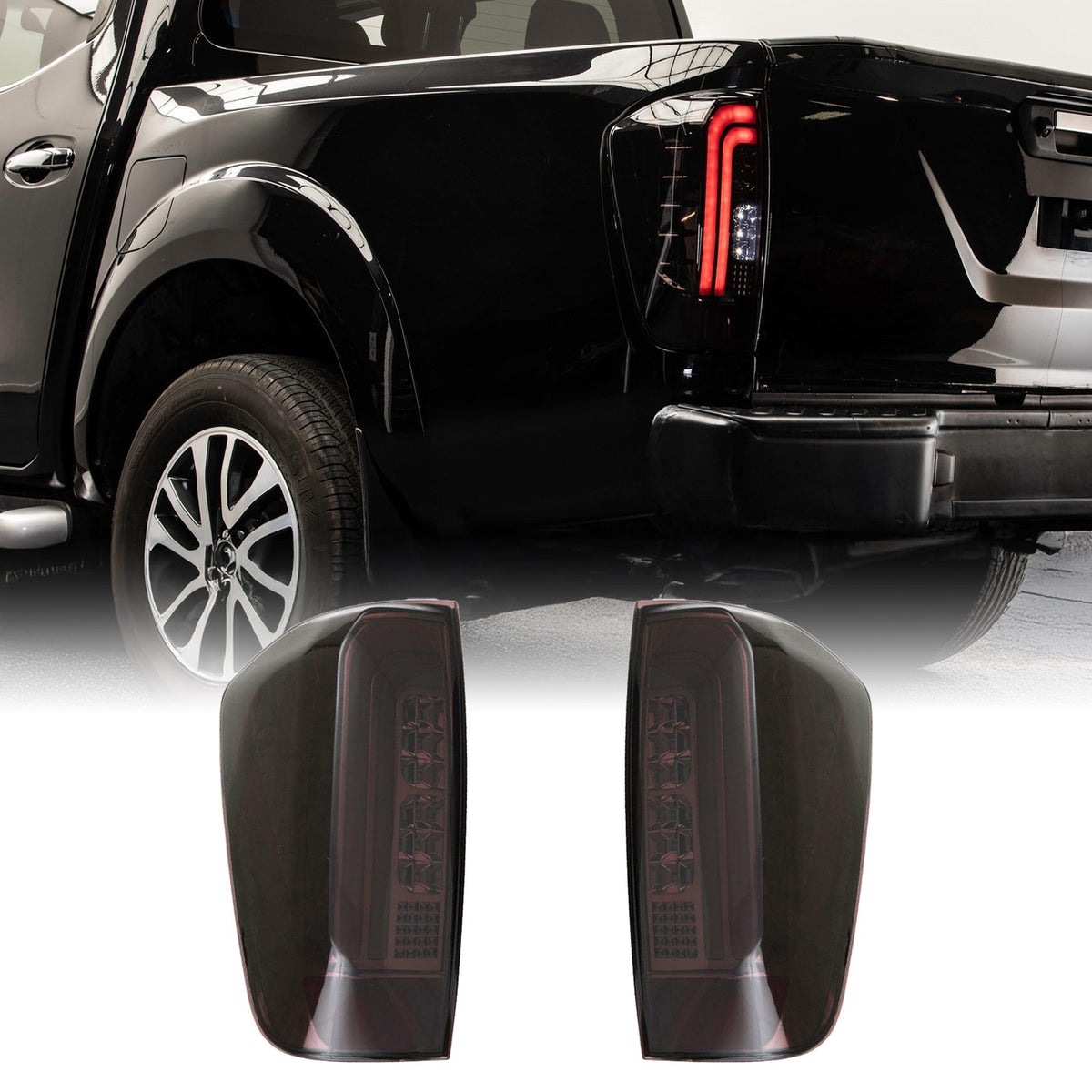 Smoked Rear LED Tinted Tail Lights for Nissan Navara D23 NP300 15-21