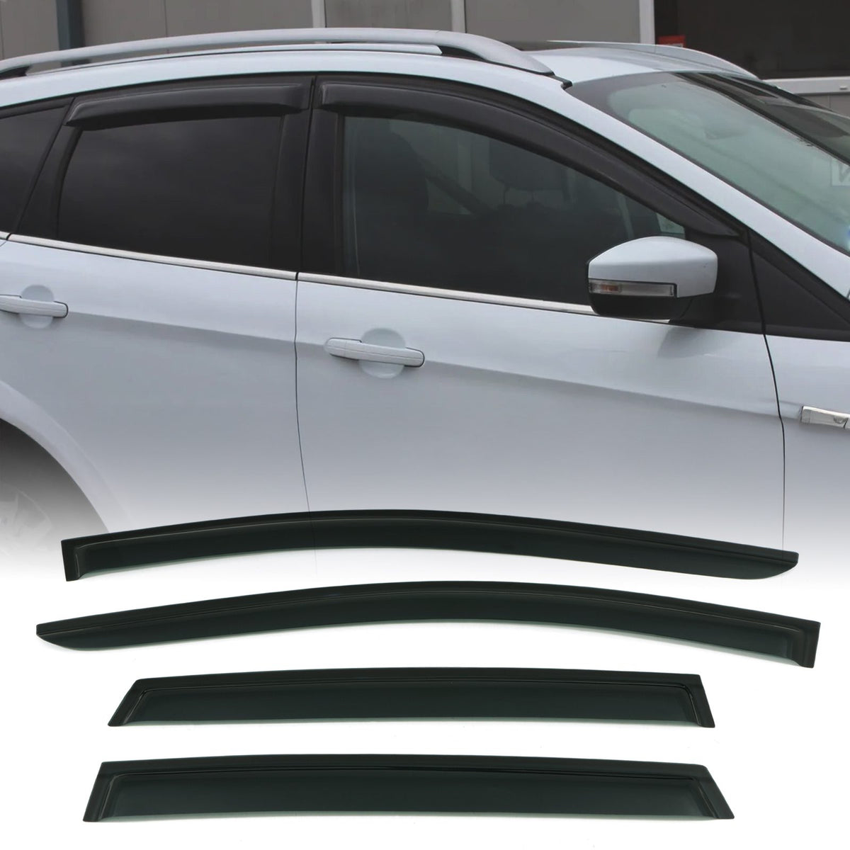 Black Wind Deflectors for Ford Kuga MK2 12-16