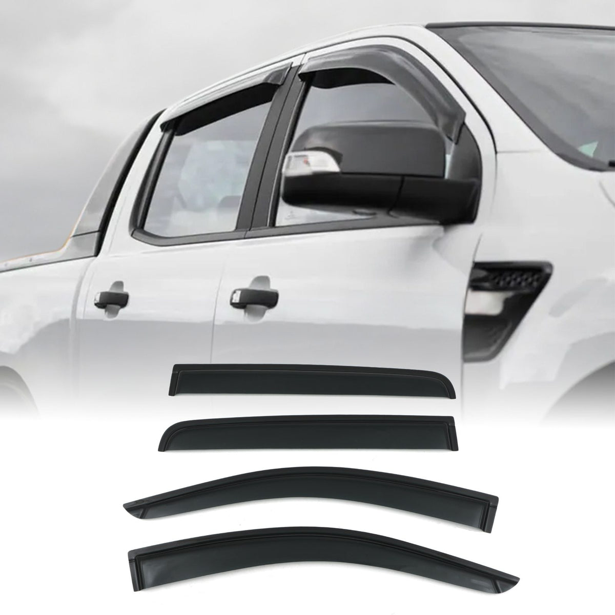 Black Wind Deflectors for Ford Ranger T6 T7 T8 12-21