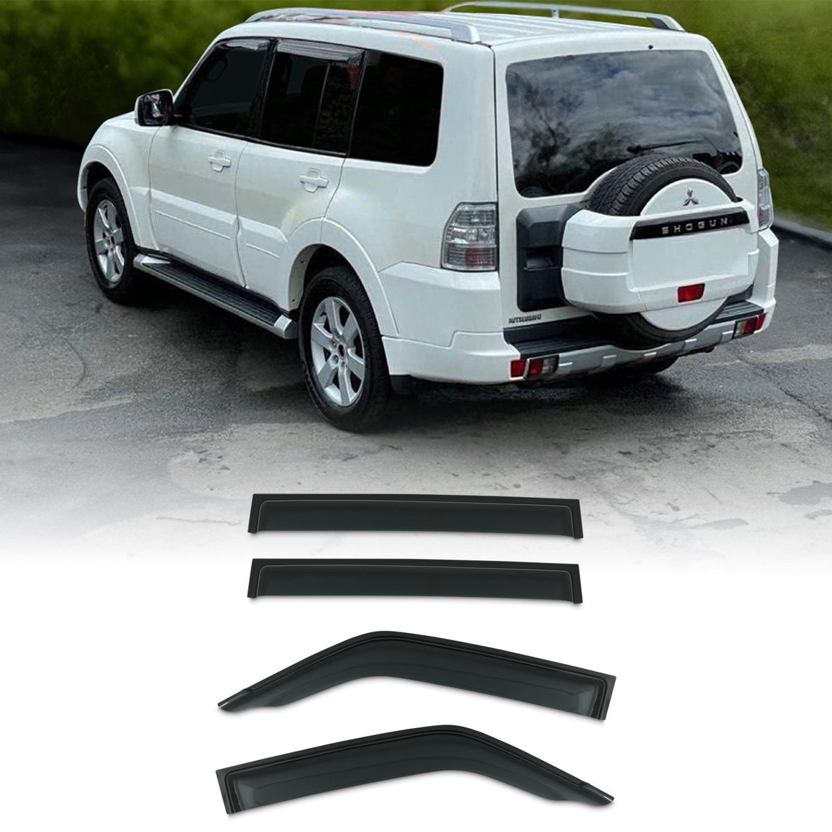 Black Wind Deflectors for Mitsubishi Pajero Shogun V97 07-15