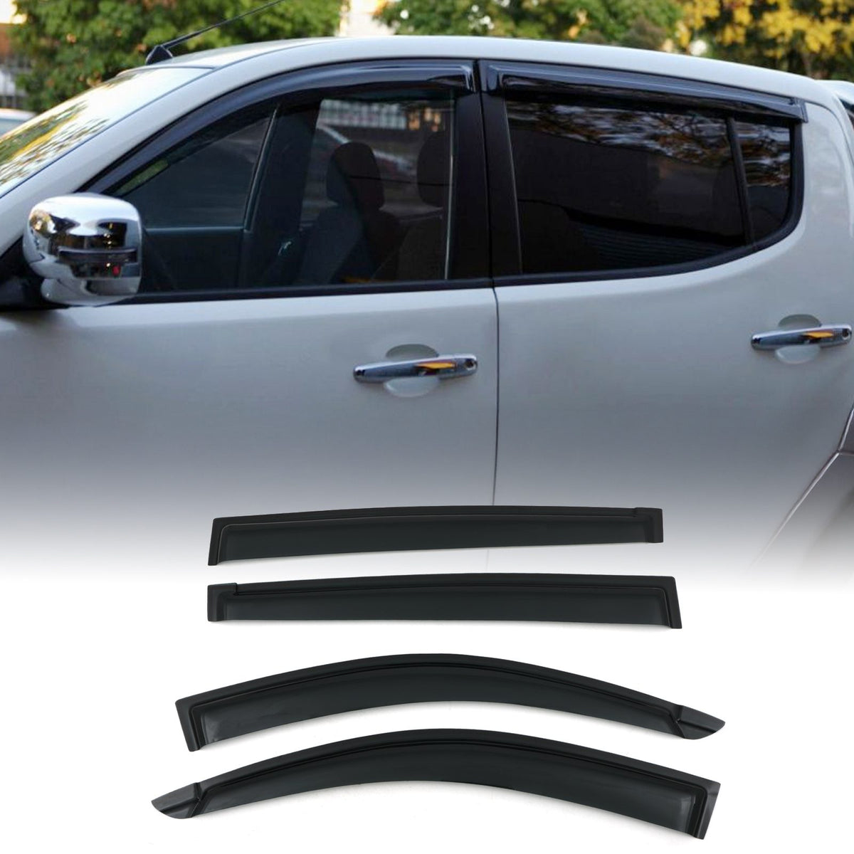 Black Wind Deflectors for Mitsubishi L200 Triton 05-14