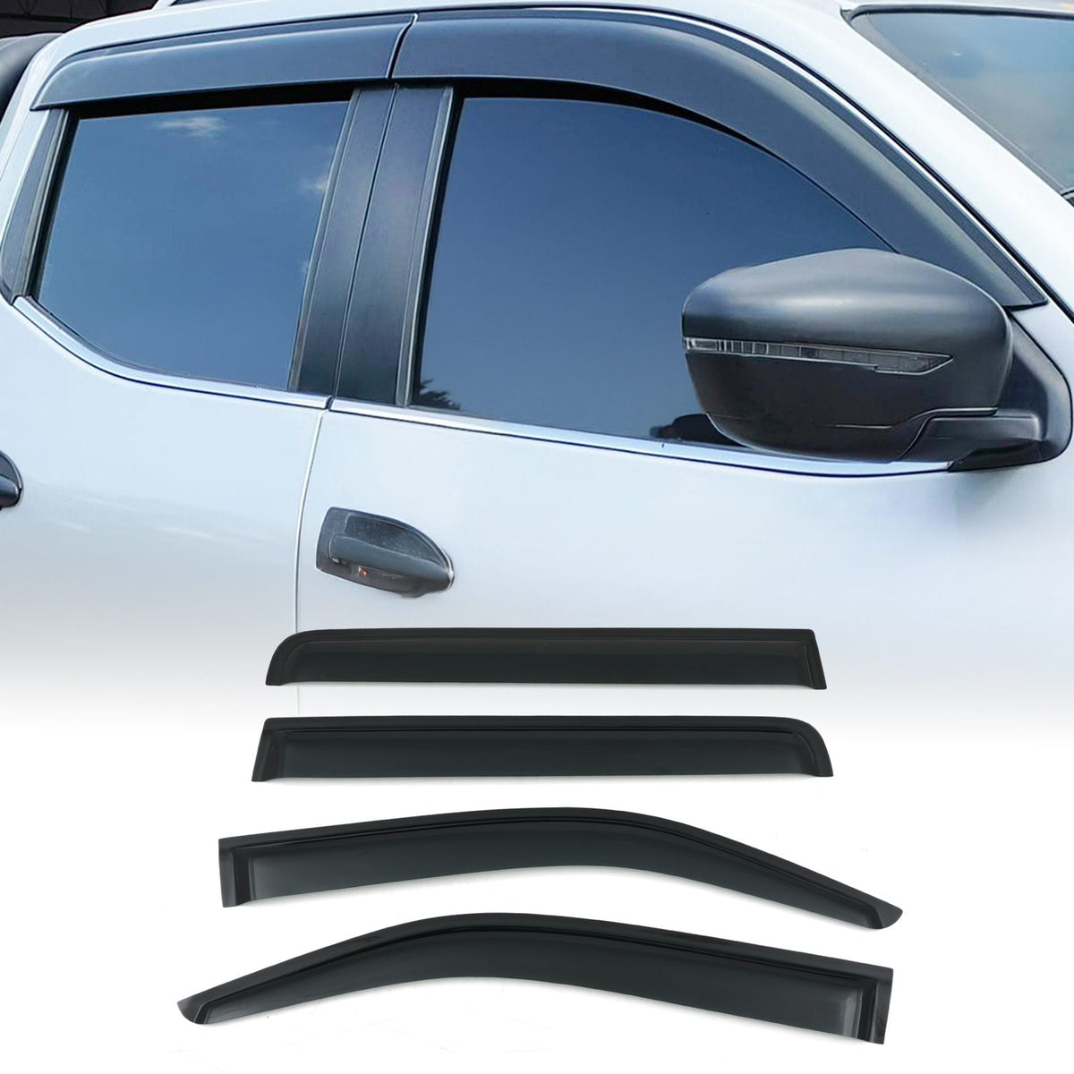 Black Wind Deflectors for Nissan Navara D40 10-14