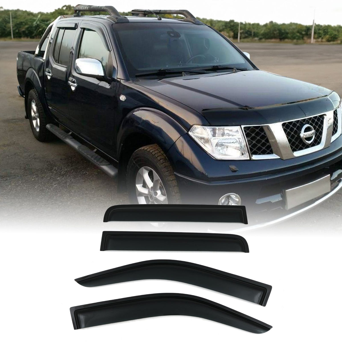 Black Wind Deflectors for Nissan Navara D40 05-14