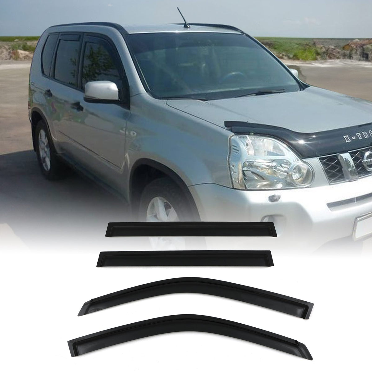 Black Wind Deflectors for Nissan X-Trail T30 01-07