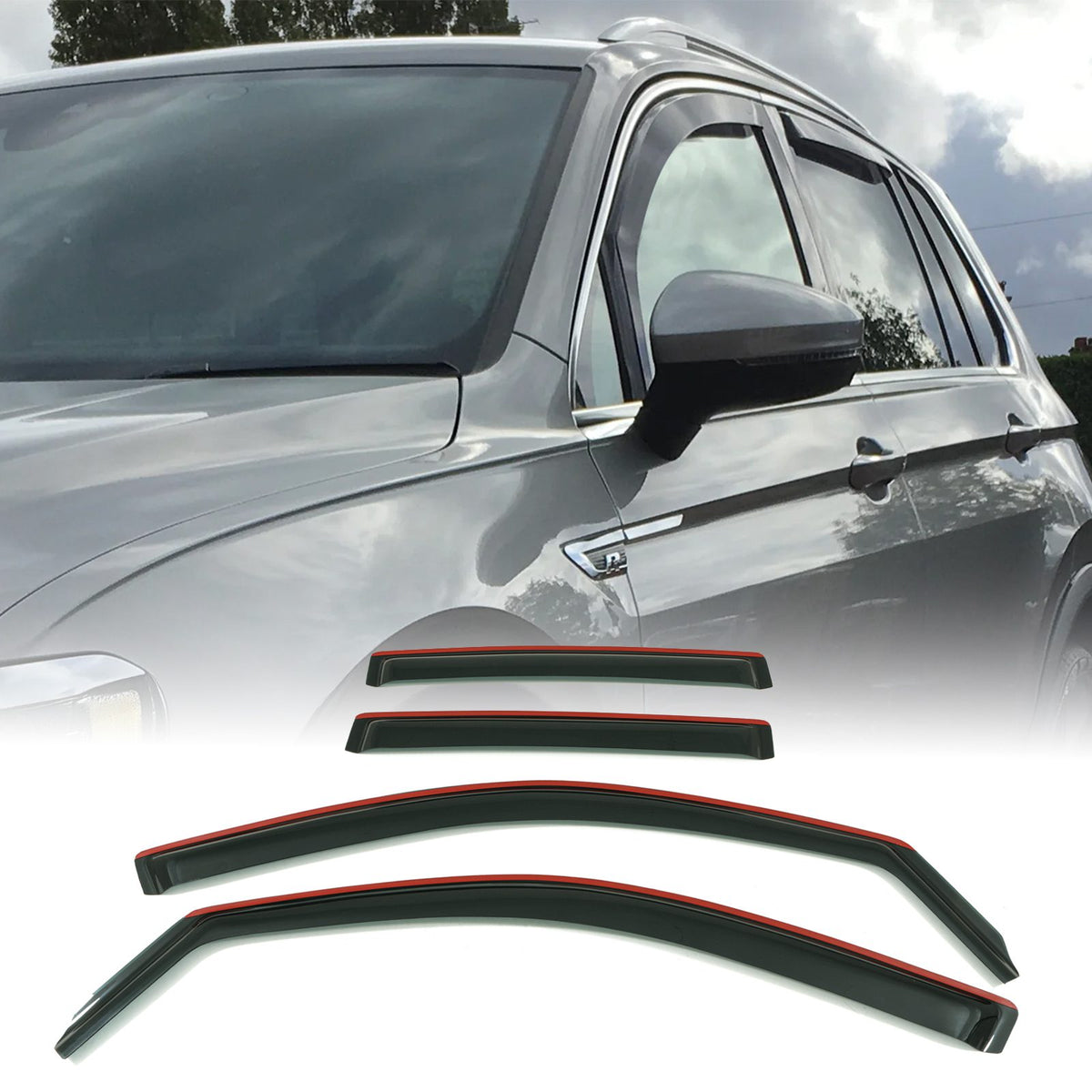 Black Wind Deflectors for Volkswagen Tiguan 5N 12-15