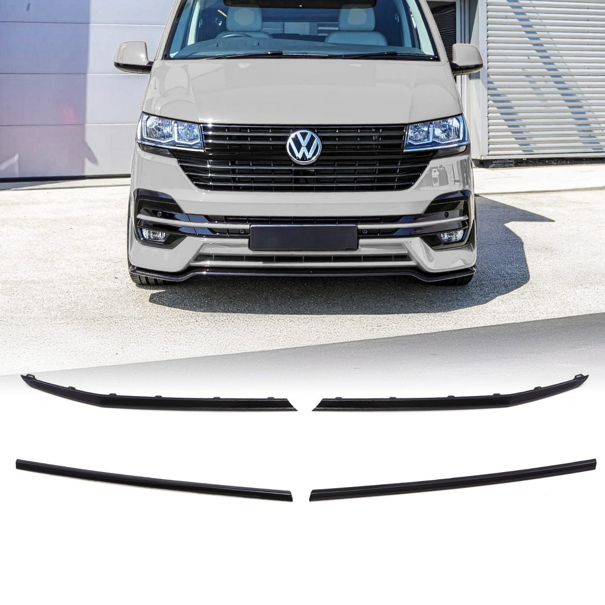 Gloss Black 4 Piece Upper Grille Trims for VW Transporter T6.1 19-24