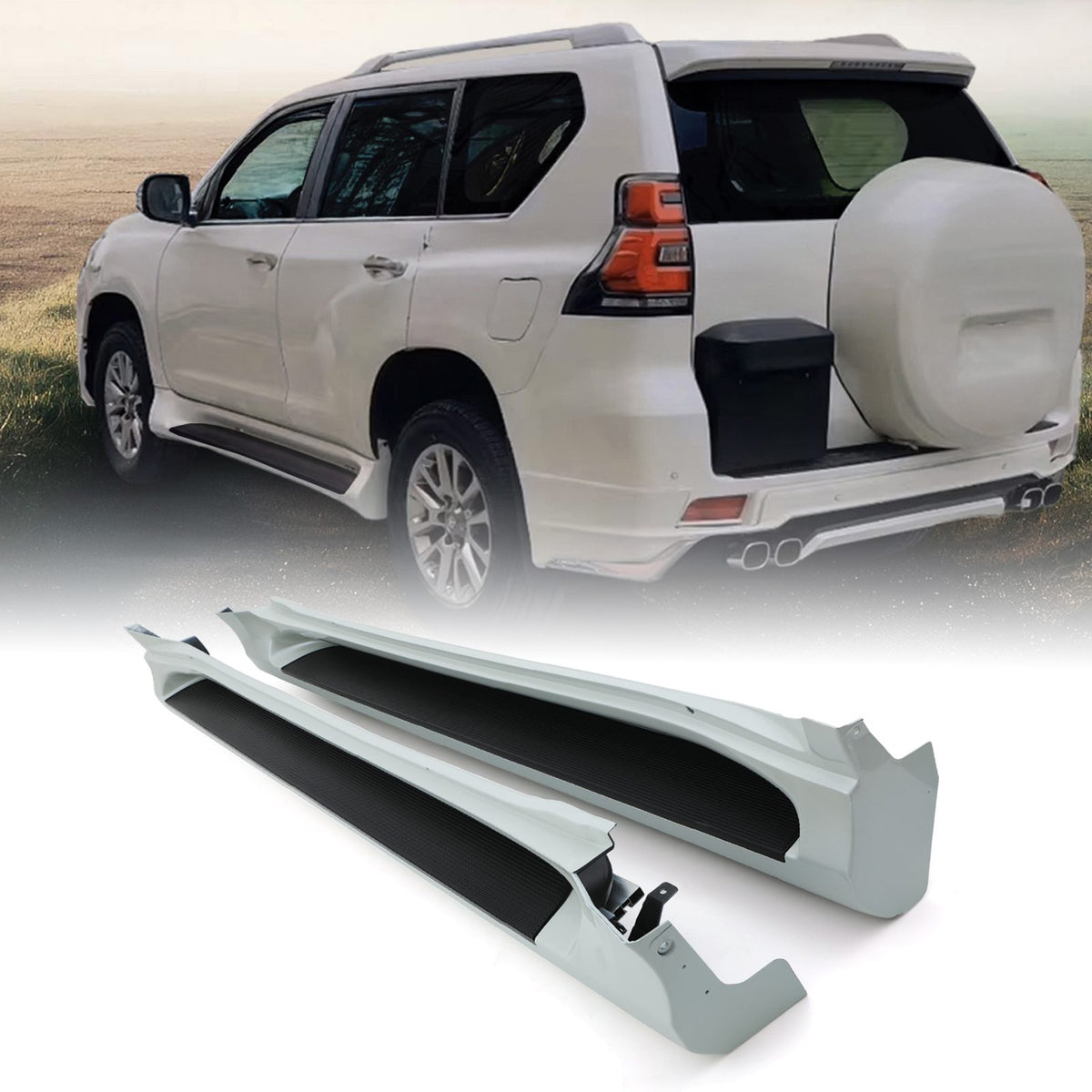 White Aluminium Side Steps for Toyota Land Cruiser Prado J150 10-17