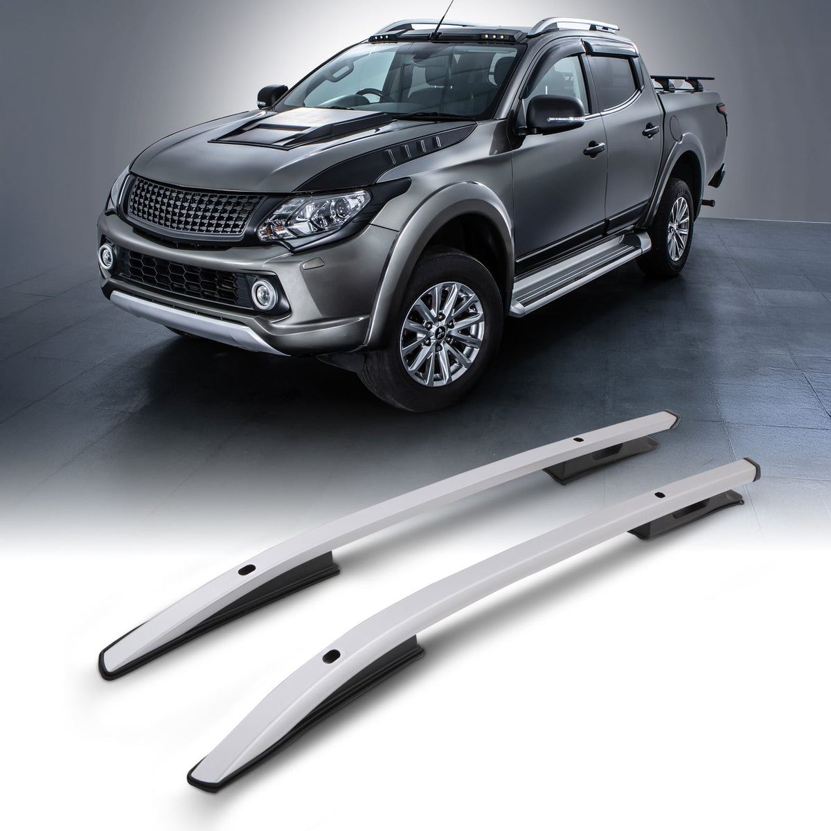 Silver Roof Rails for Mitsubishi L200 Series 6 19-23