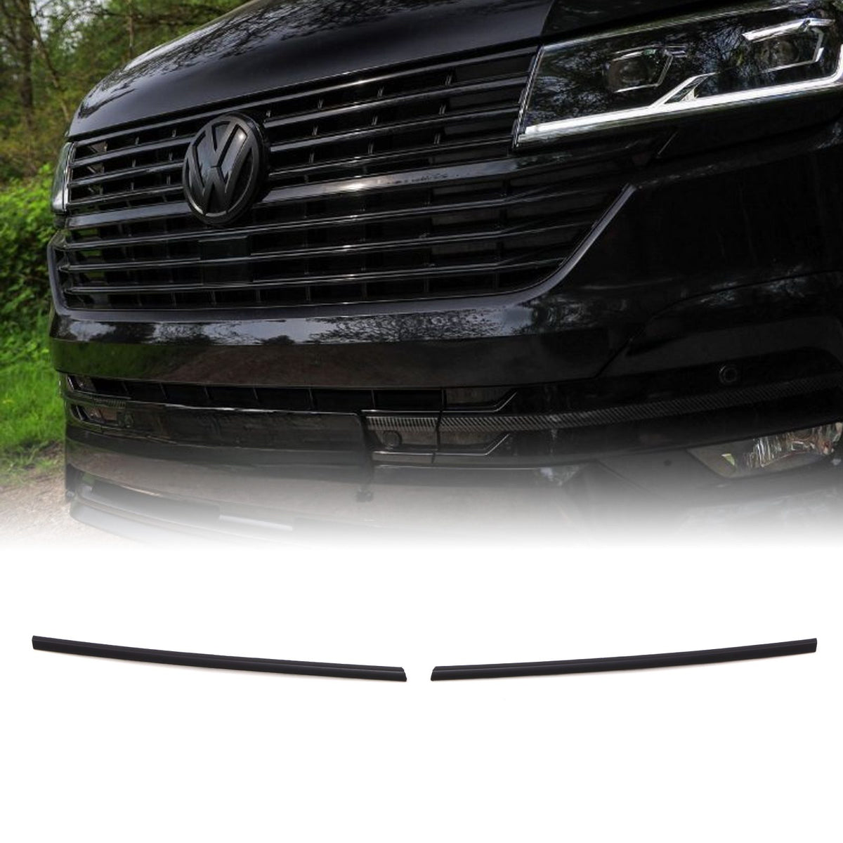 Matte Black 2 Piece Short Grille Trims for VW Transporter T6.1 19-24