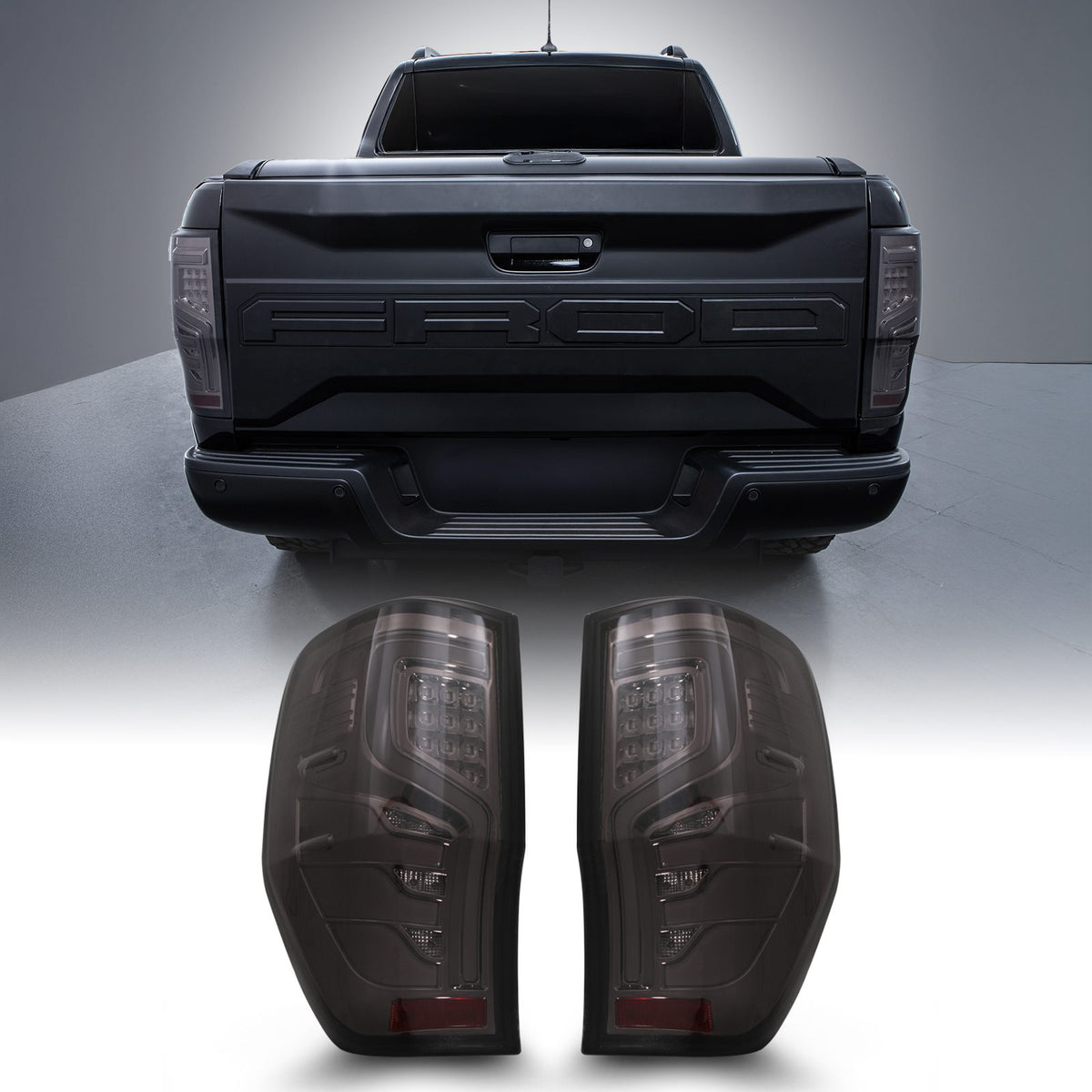 Rear LED Smoked Tail Lights for Ford Ranger T6 T7 &amp; T8 12-22