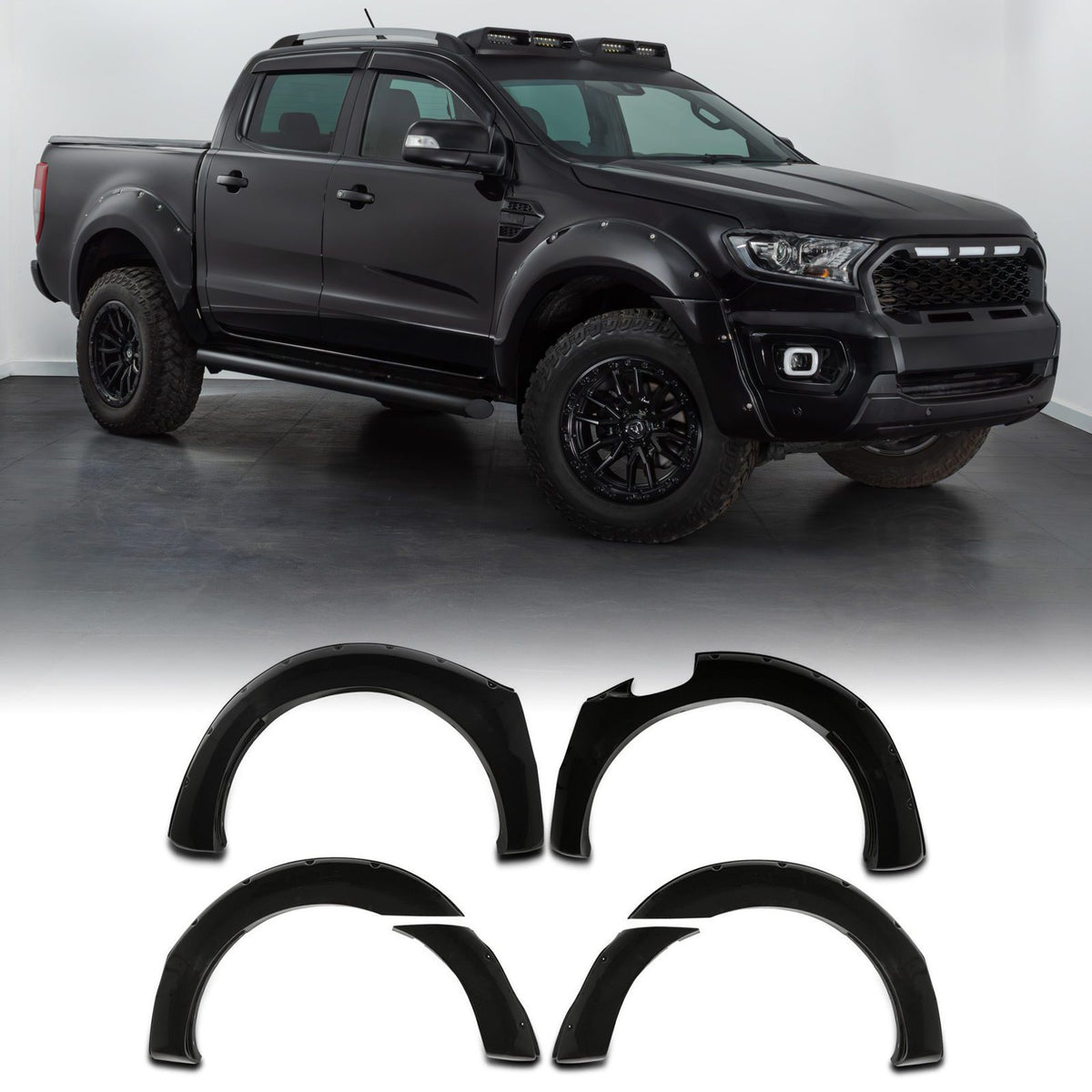 55mm Gloss Black Wheel Arches Kit for Ford Ranger T8 18-21