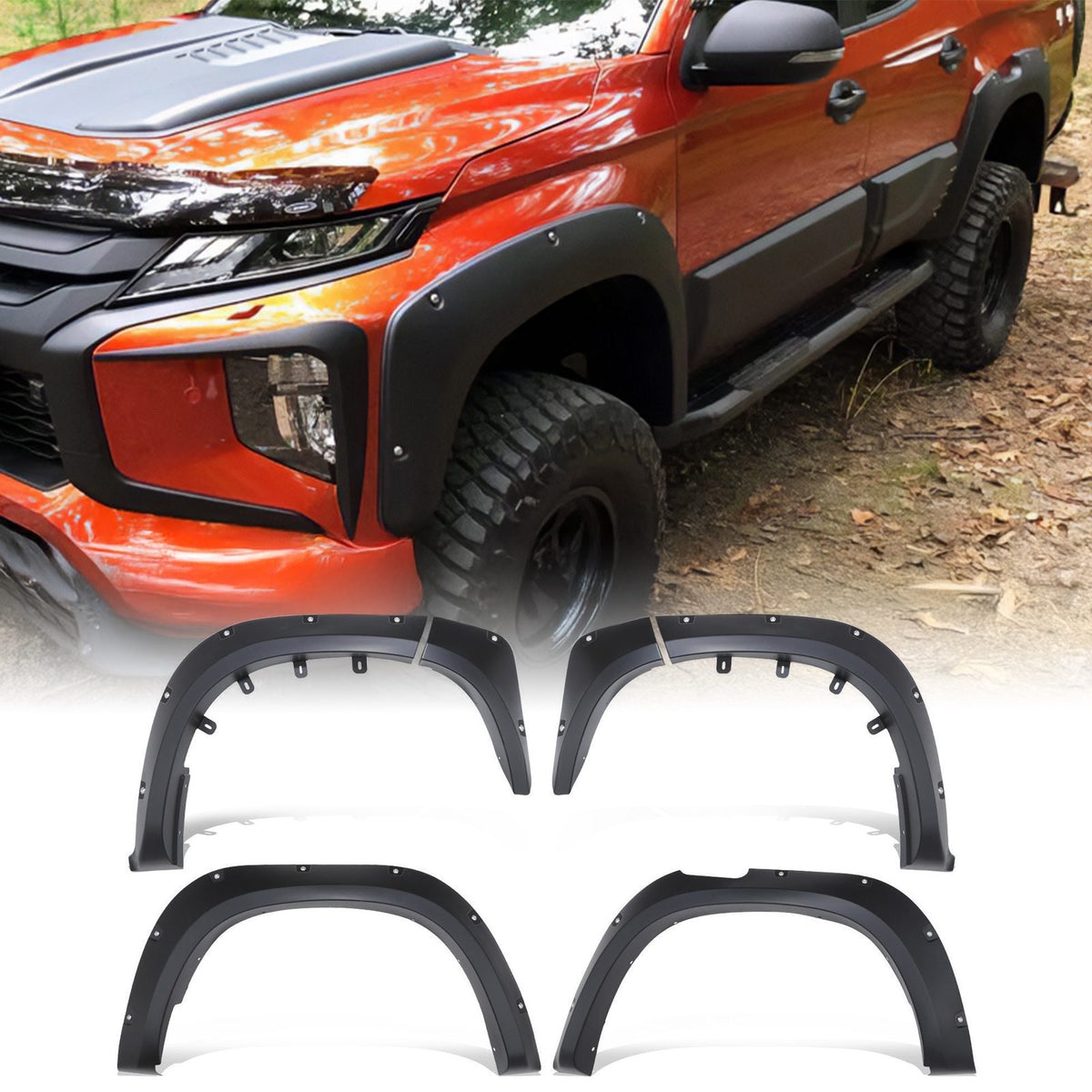 Black Wheel Arches for Mitsubishi L200 Triton Series 6 2019+
