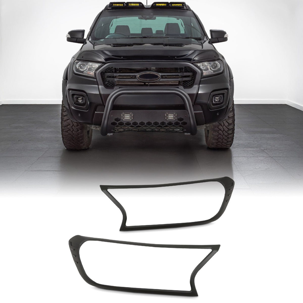 Black Headlight Covers for Ford Ranger T7 T8 2015-2021