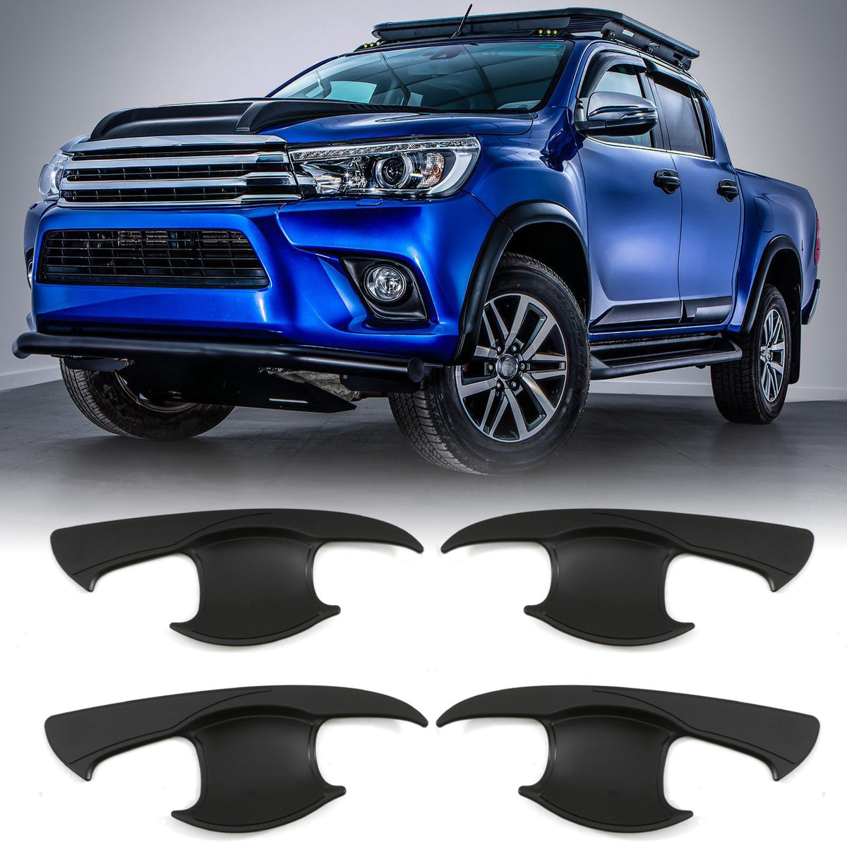 Black Door Handle Inserts for Toyota Hilux Revo MK8 15-21