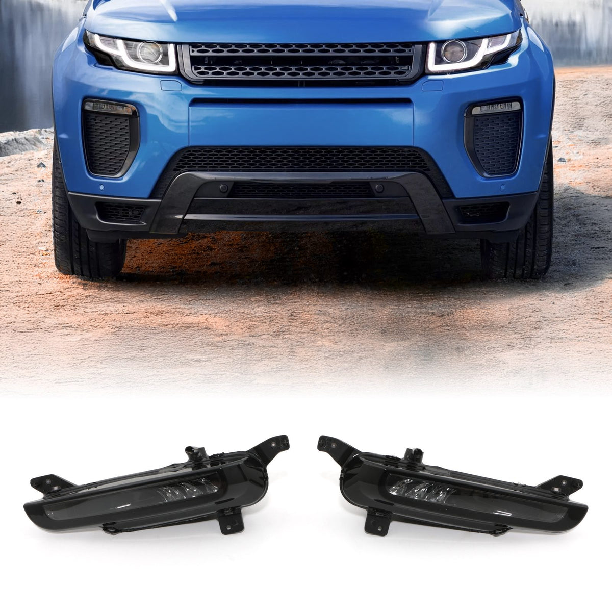 Black LED Fog Lights for Range Rover Evoque L538 16-19
